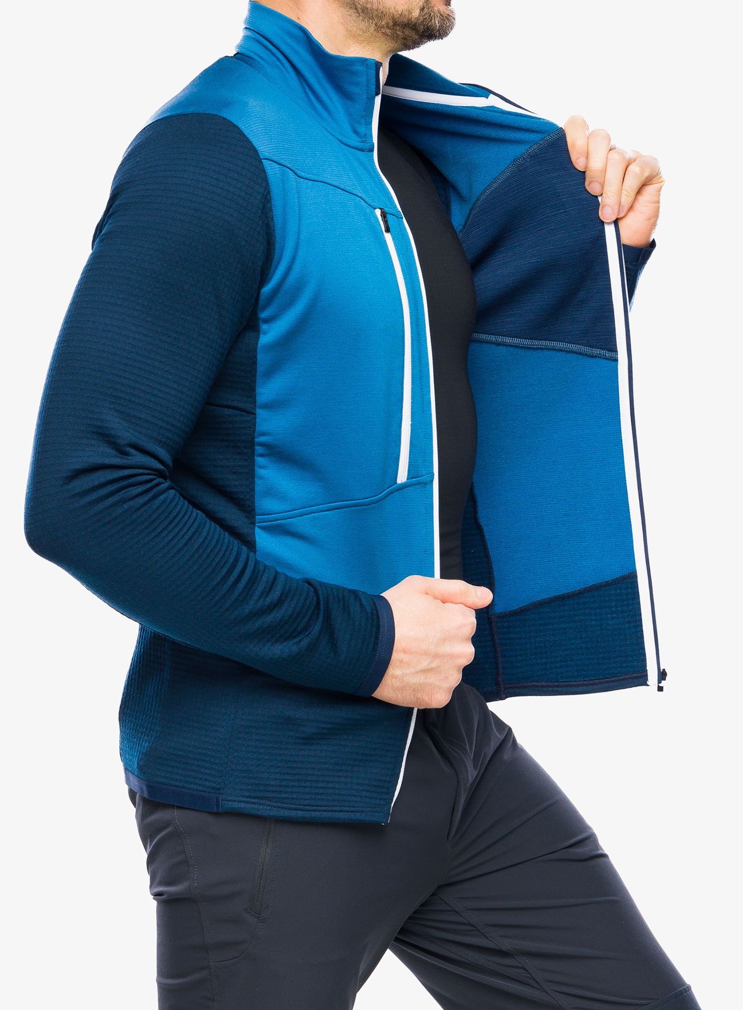 Mikina se zipem Ortovox Fleece Grid Jacket - mountain blue