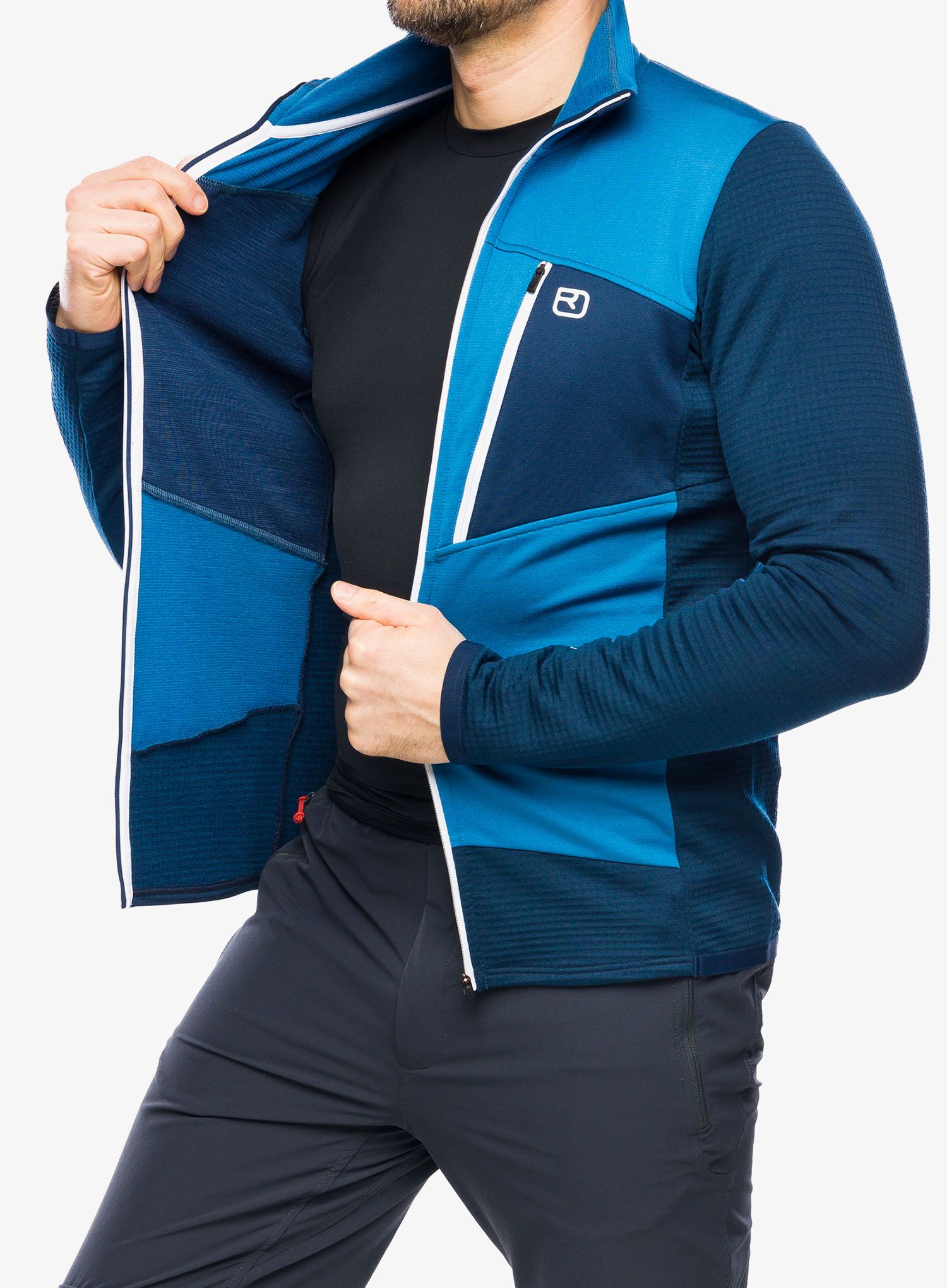 Mikina se zipem Ortovox Fleece Grid Jacket - mountain blue