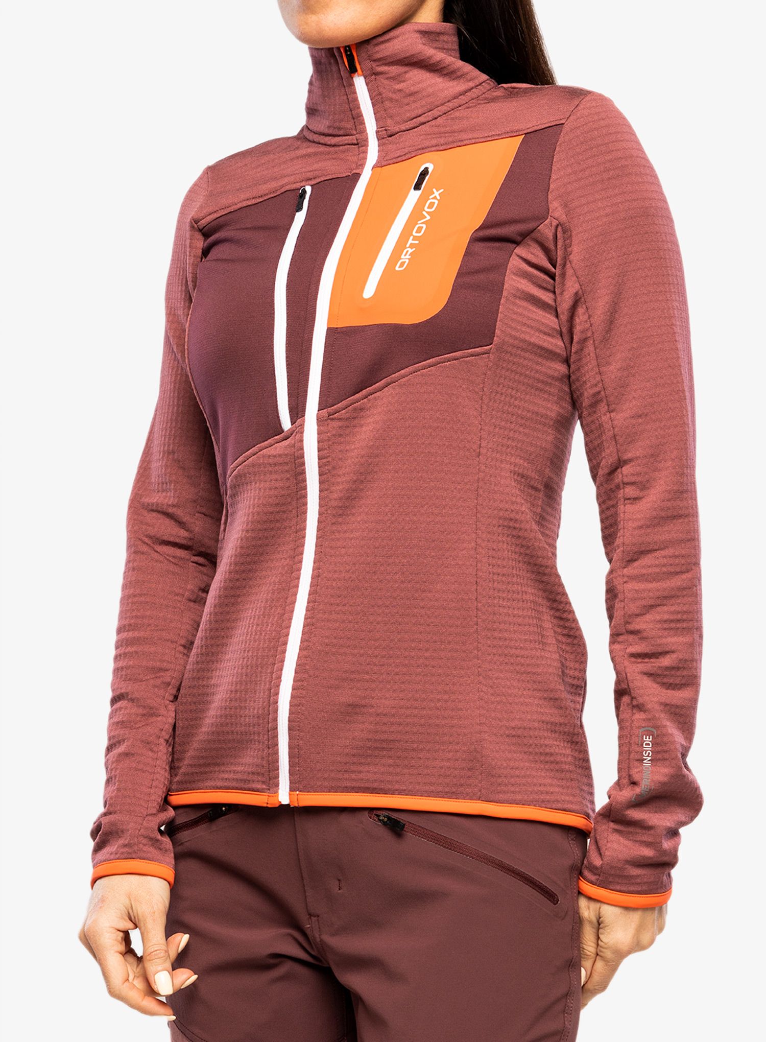 Dámská mikina na zip Ortovox Fleece Grid Jacket - mountain rose