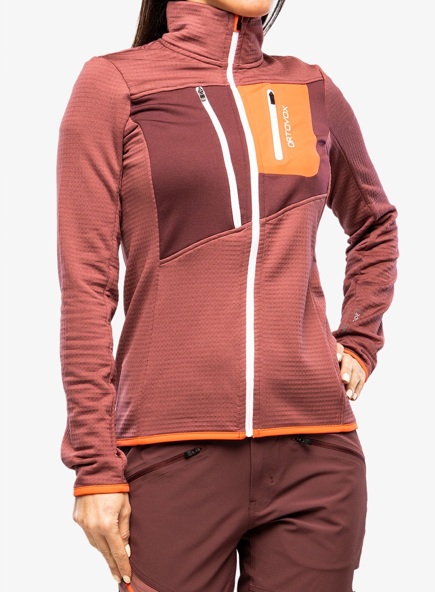 Dámská mikina na zip Ortovox Fleece Grid Jacket - mountain rose