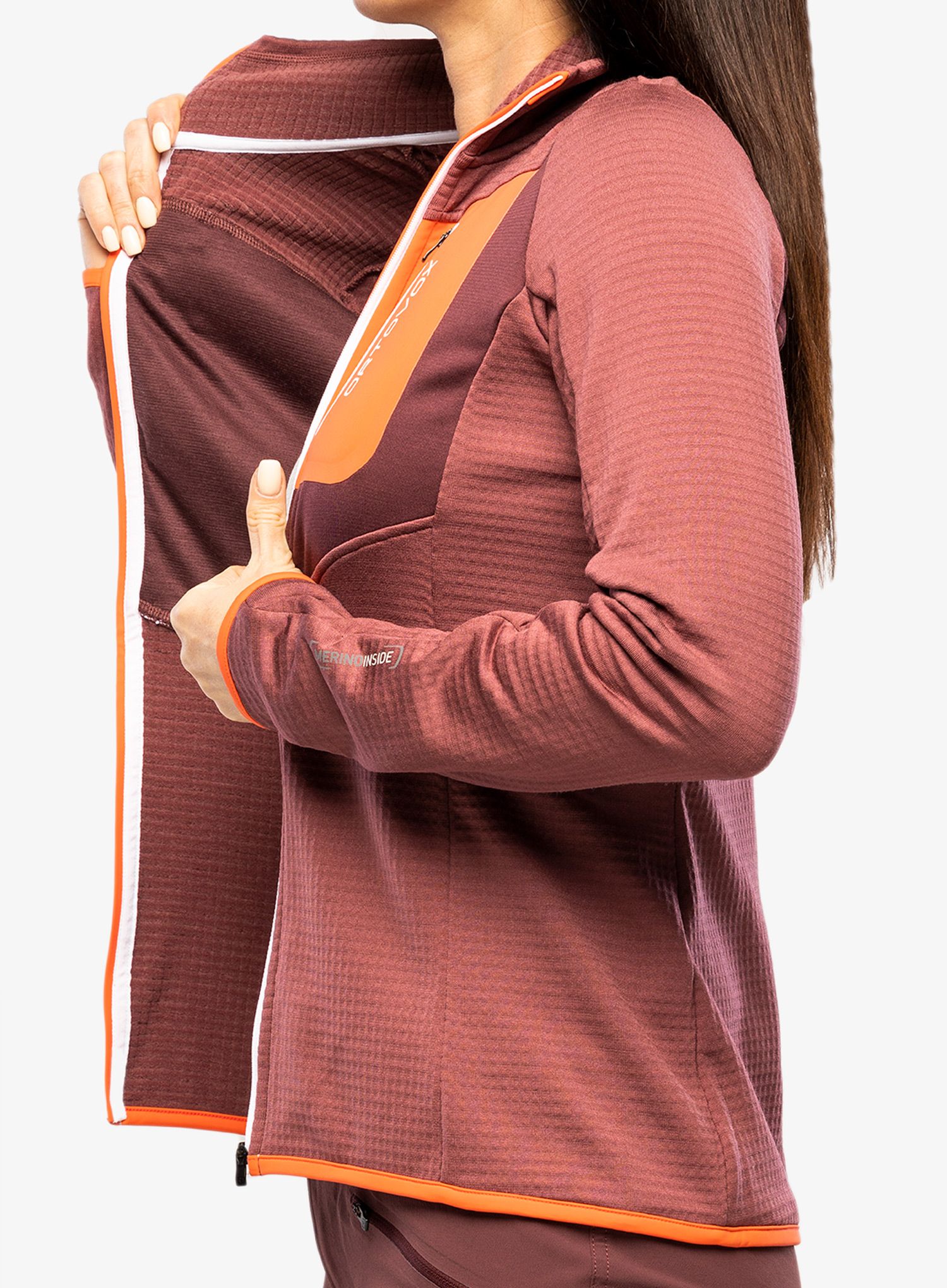 Dámská mikina na zip Ortovox Fleece Grid Jacket - mountain rose