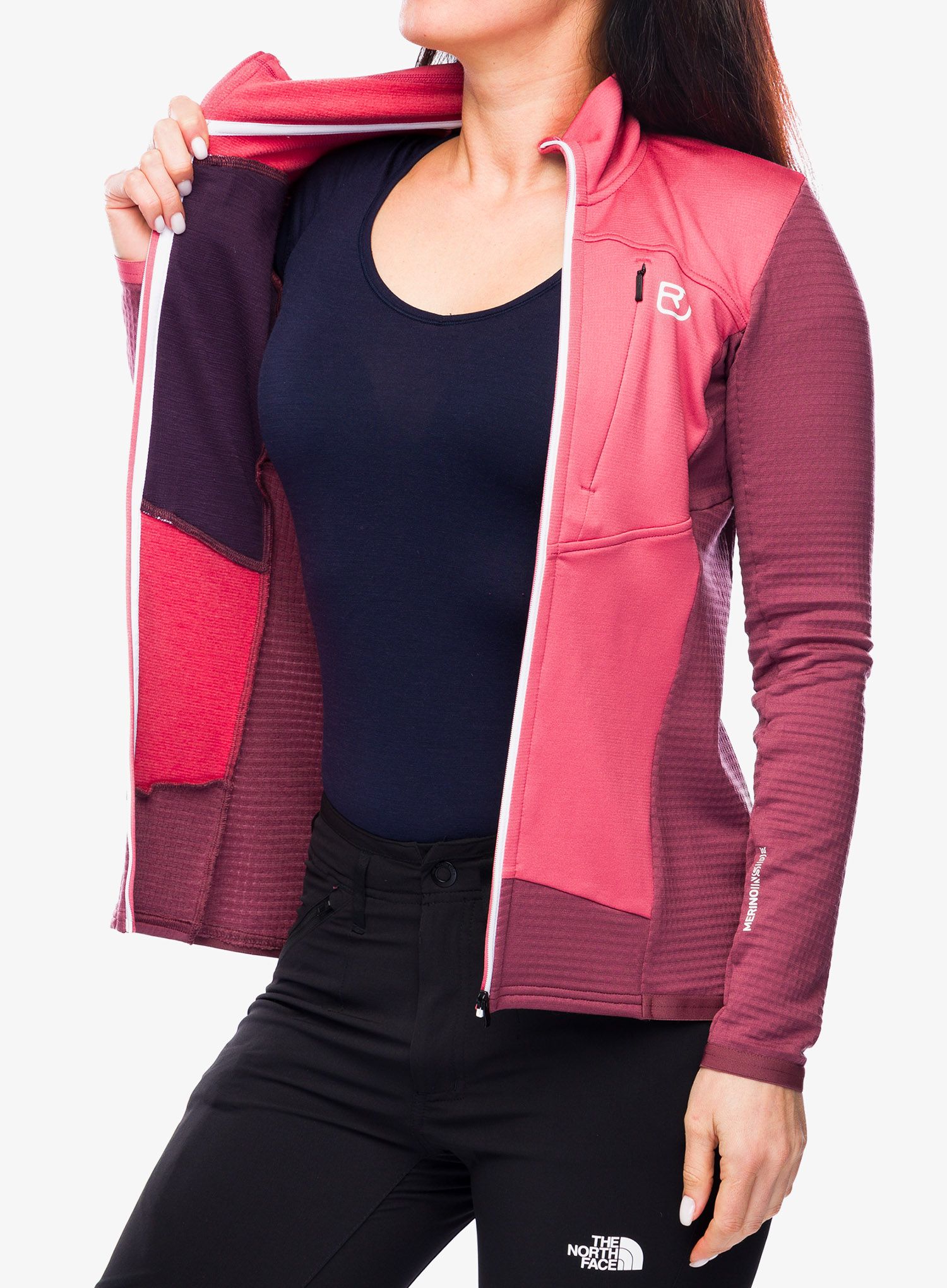 Dámská mikina se zipem Ortovox Fleece Grid Jacket - mountain rose/rose