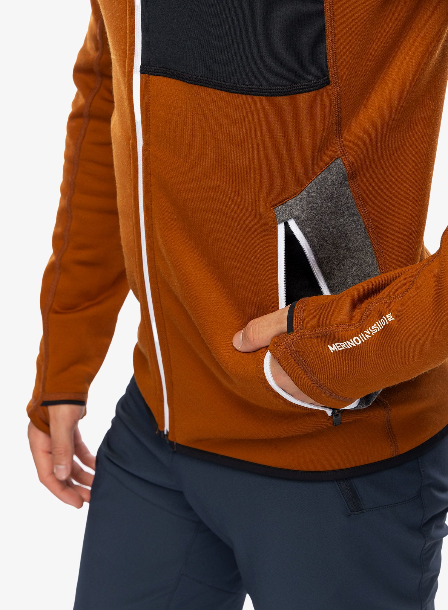 Mikina se zipem Ortovox Fleece Hoody - bristle brown
