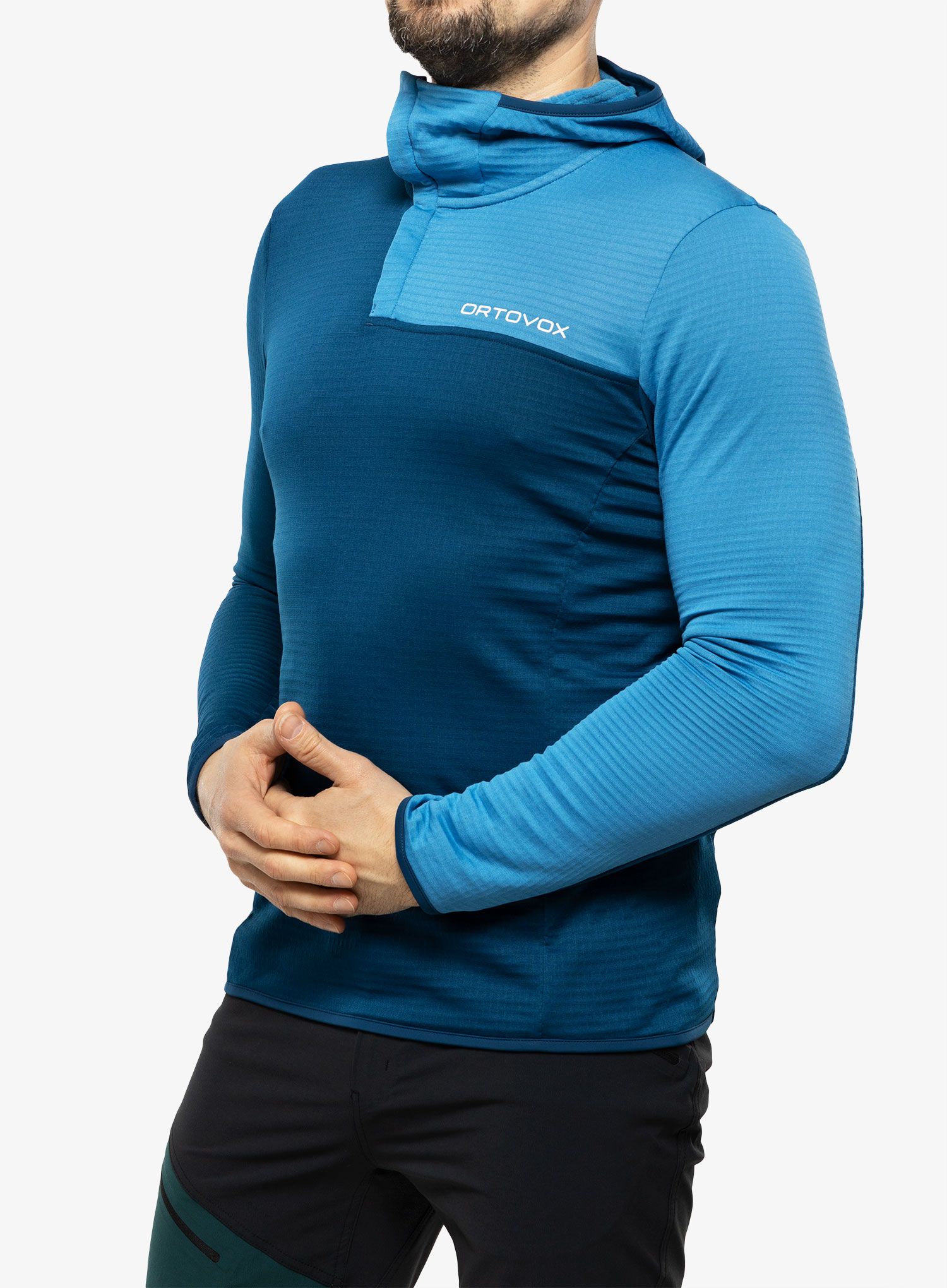 Pánská mikina Ortovox Fleece Light Grid SN Hoody  - petrol blue/blue