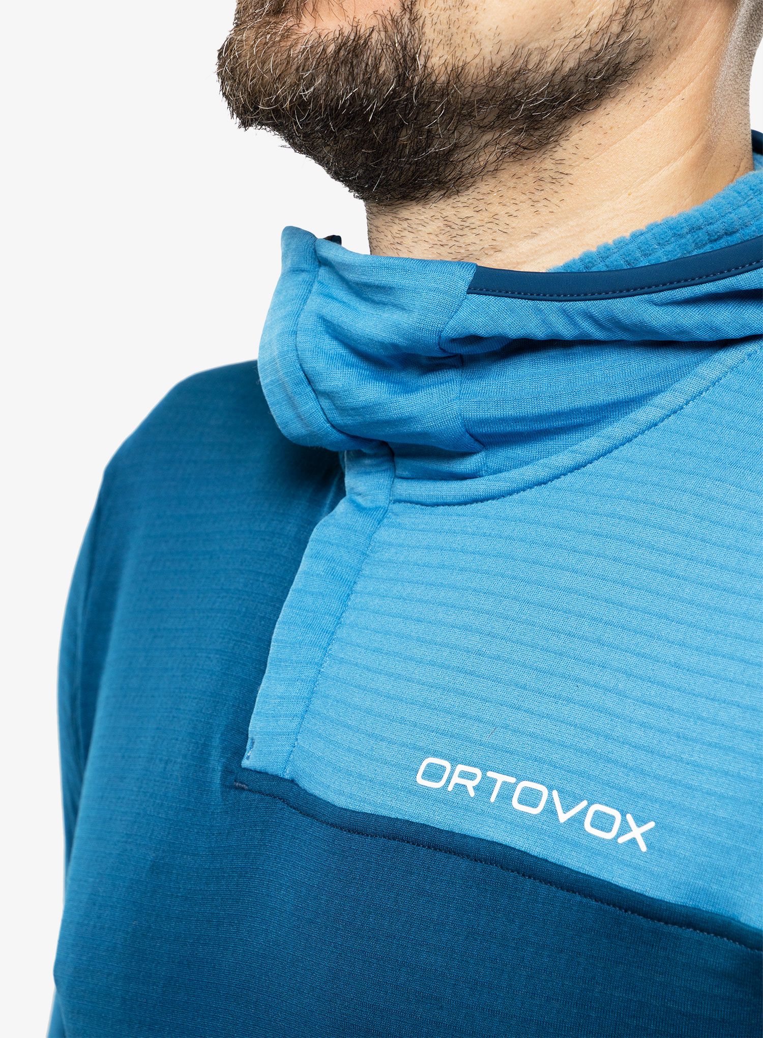 Pánská mikina Ortovox Fleece Light Grid SN Hoody  - petrol blue/blue