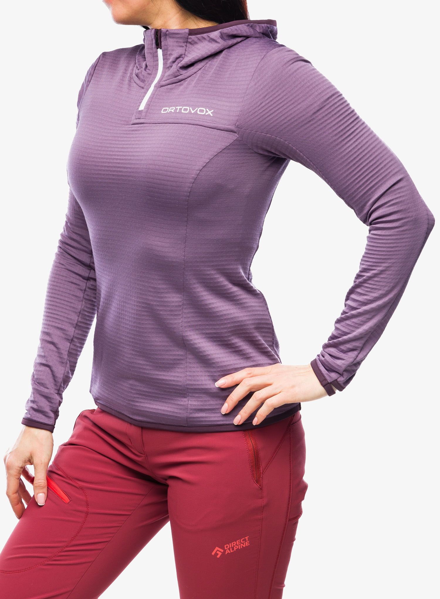 Dámská mikina s kapucí Ortovox Fleece Light Grid ZN Hoody - wild berry