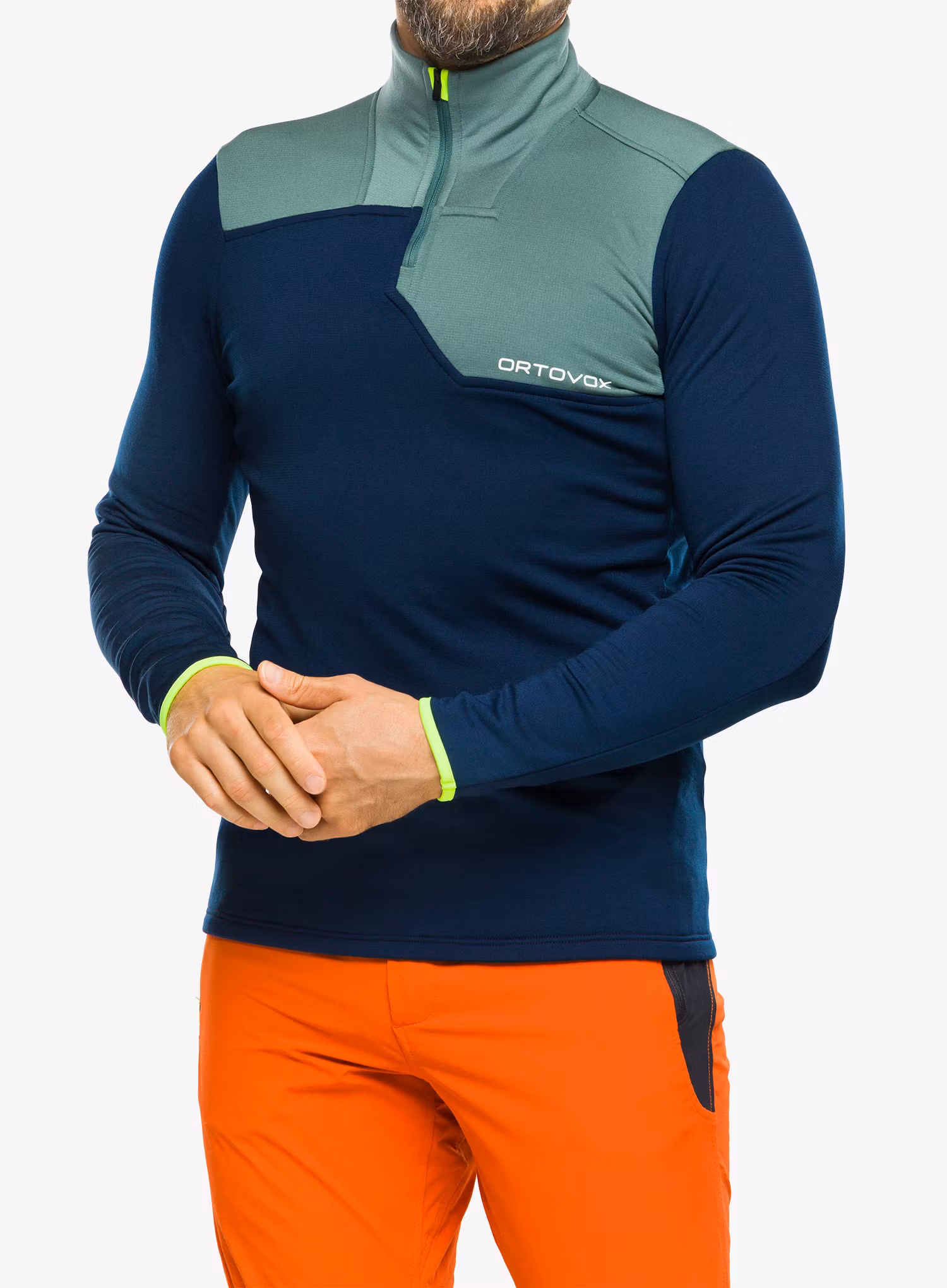 Funkční mikina pánská Ortovox Fleece Light Zip Neck - deep ocean