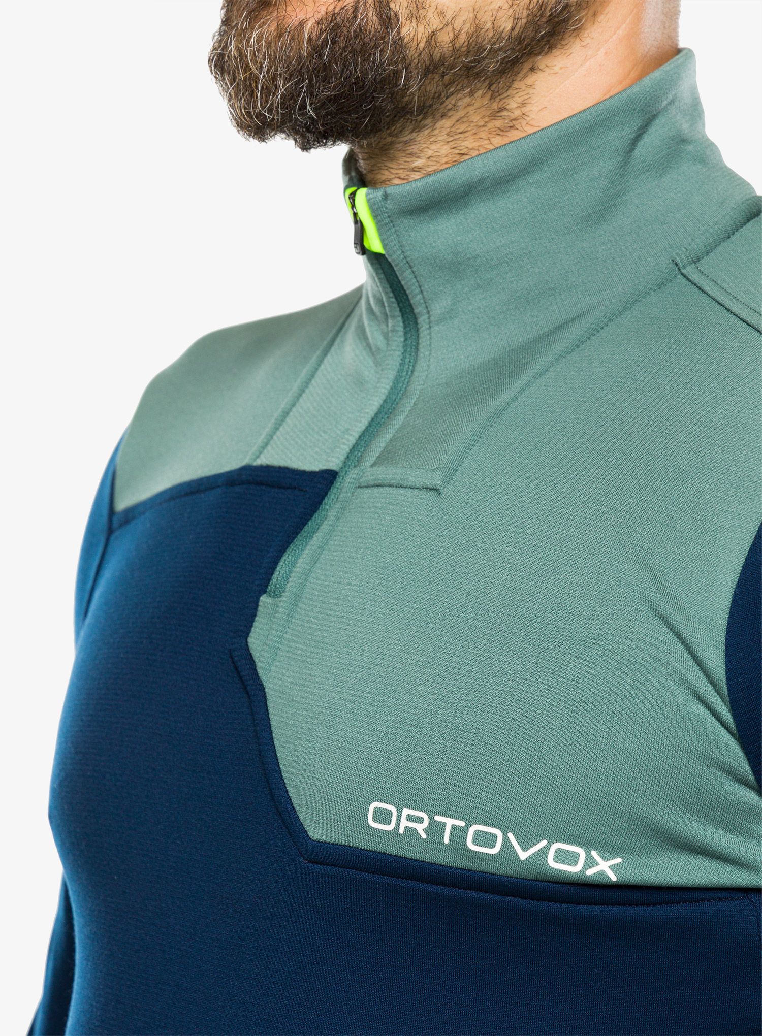 Funkční mikina pánská Ortovox Fleece Light Zip Neck - deep ocean