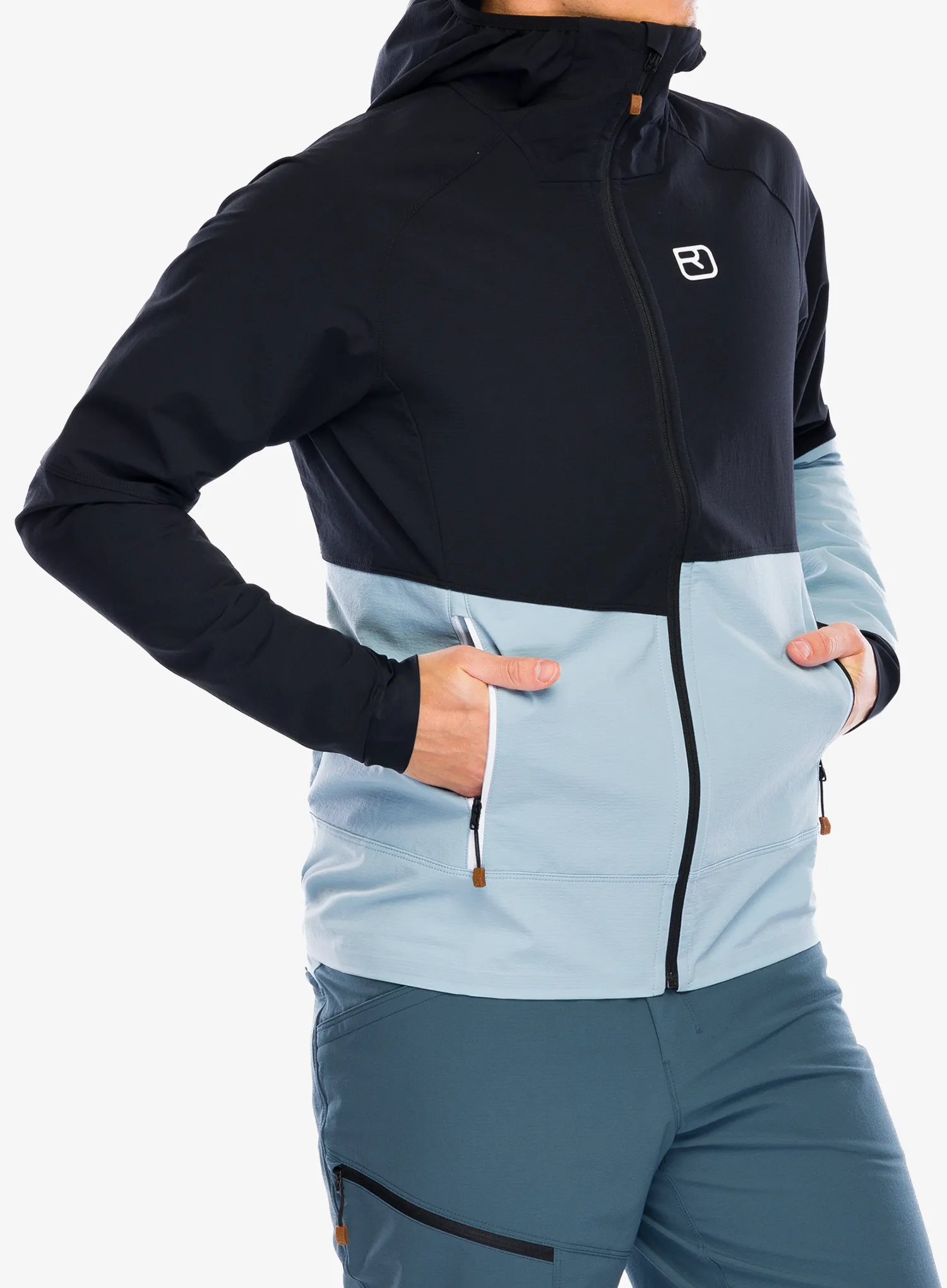Softshellová bunda Ortovox Punta Berrino Hooded Jacket - black raven