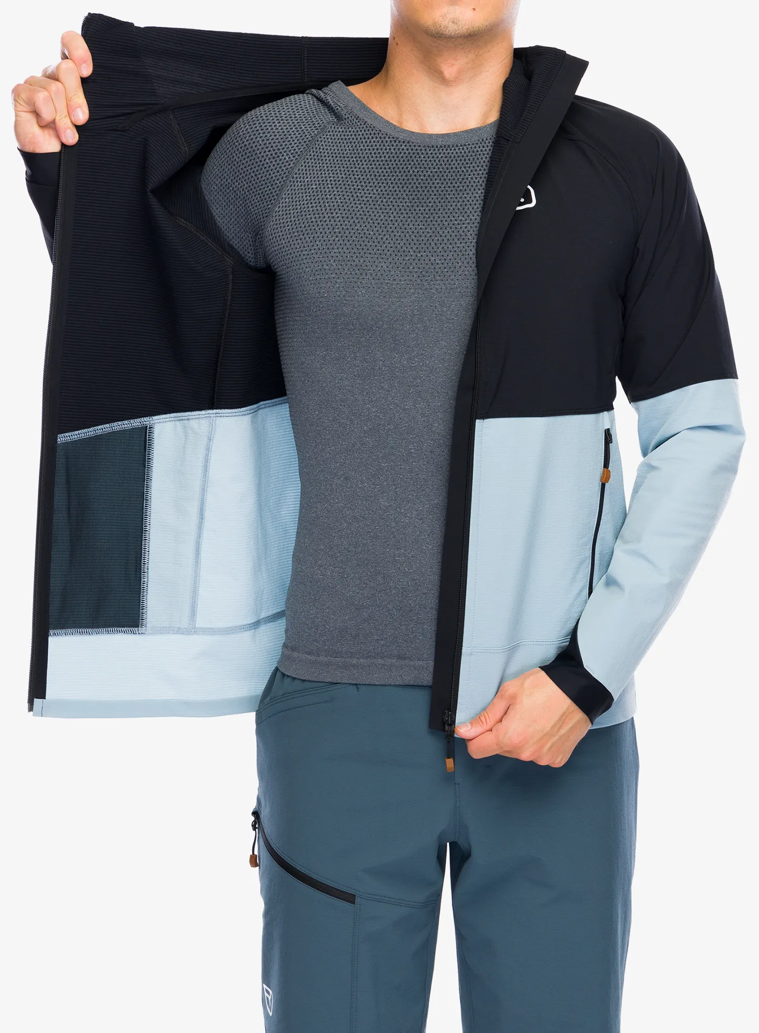 Softshellová bunda Ortovox Punta Berrino Hooded Jacket - black raven
