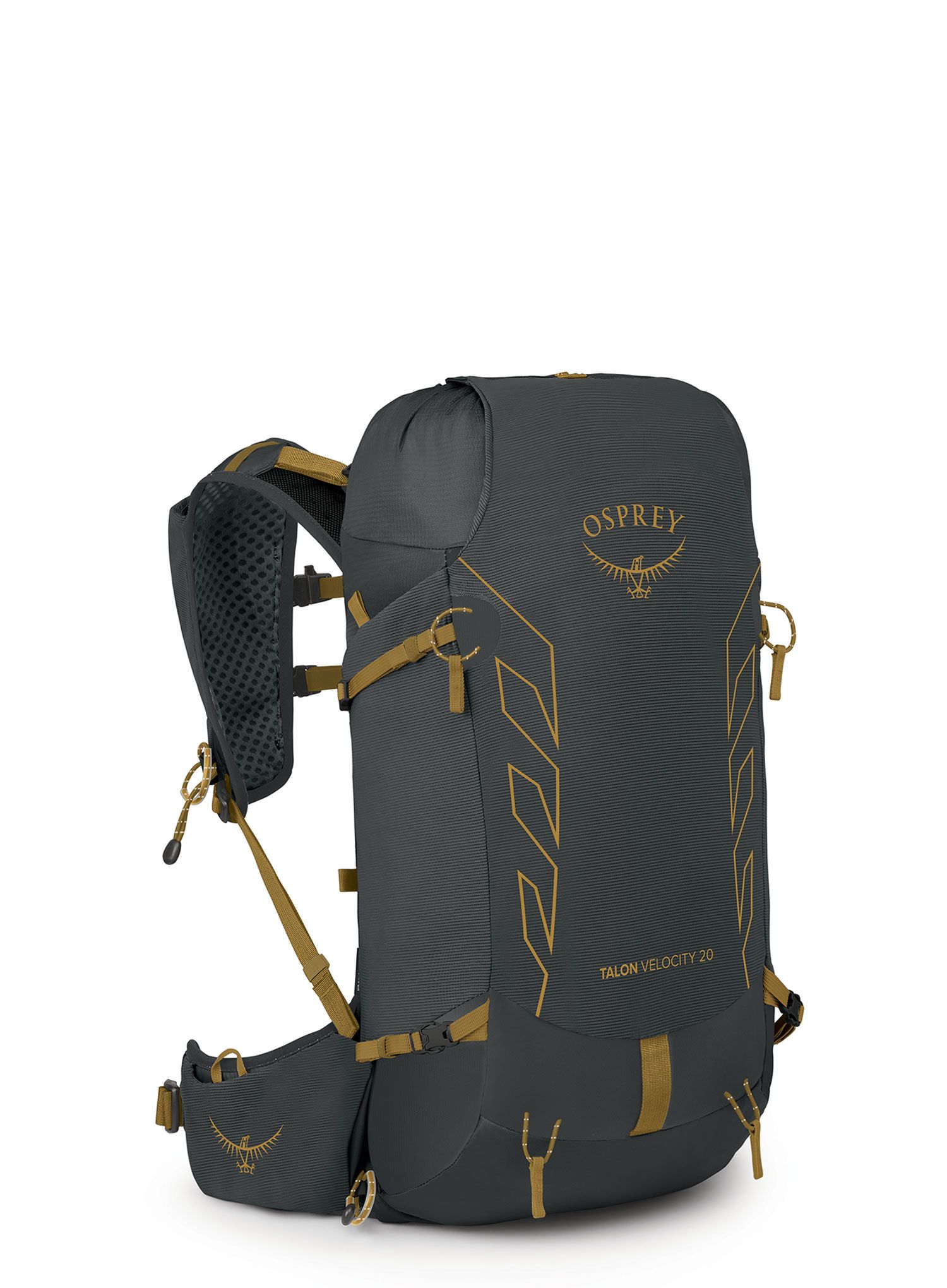 Turistický batoh Osprey Talon Velocity 20 - dark charcoal/tumblew yellow