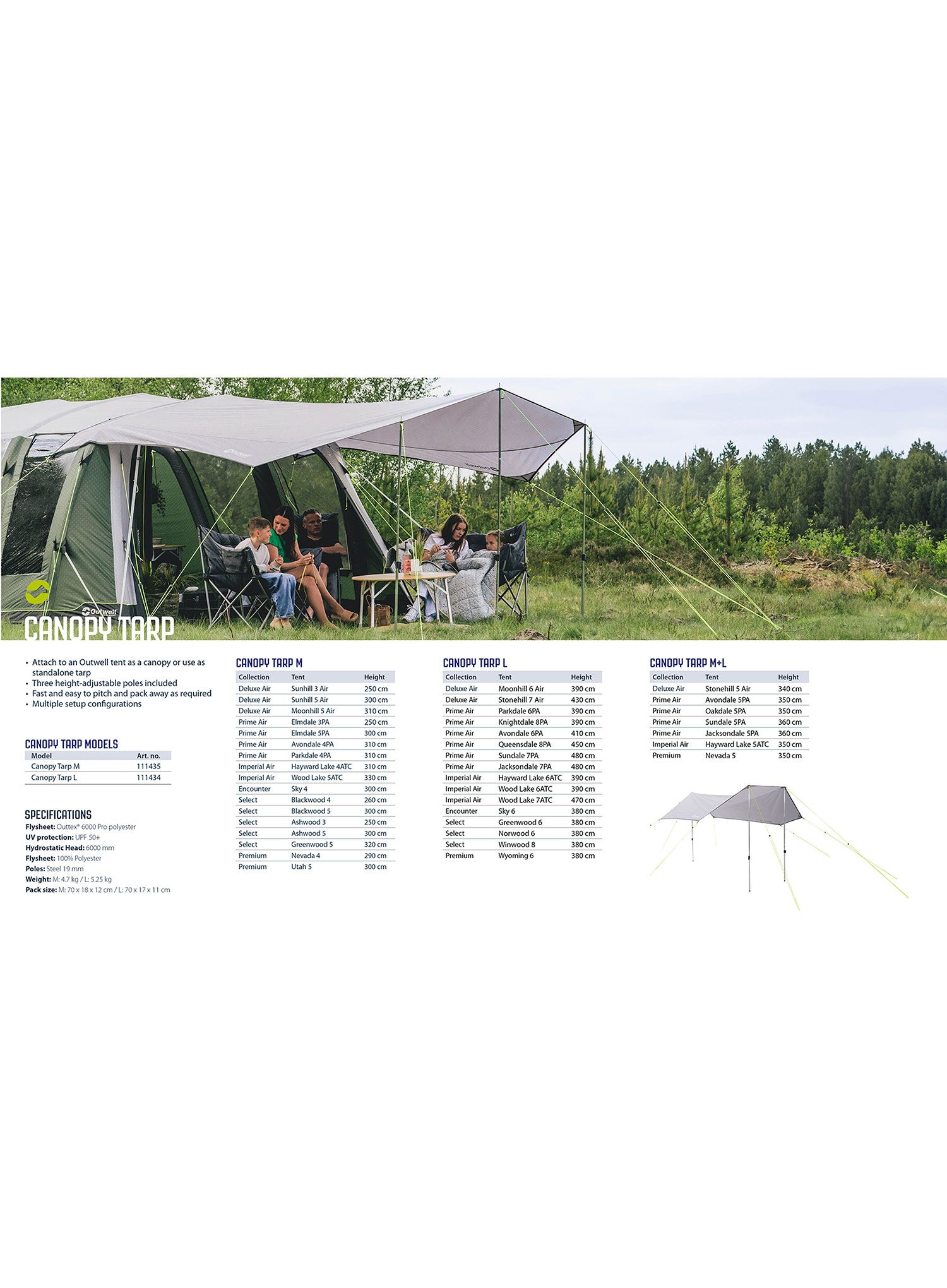 Turistický přístřešek Outwell Canopy Tarp L - grey