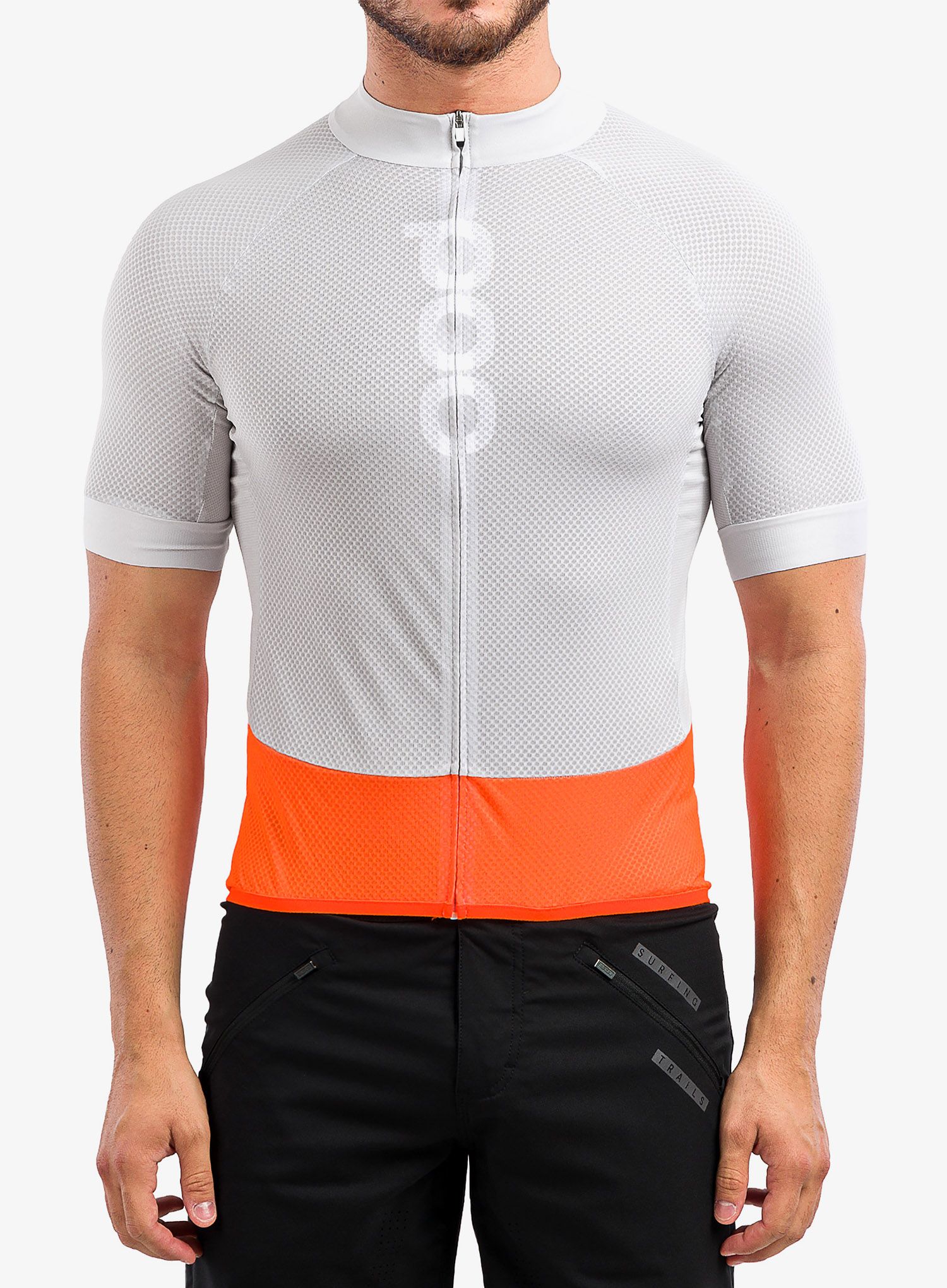 Cyklistické tričko POC Essential Road Logo Jersey - grey/orange