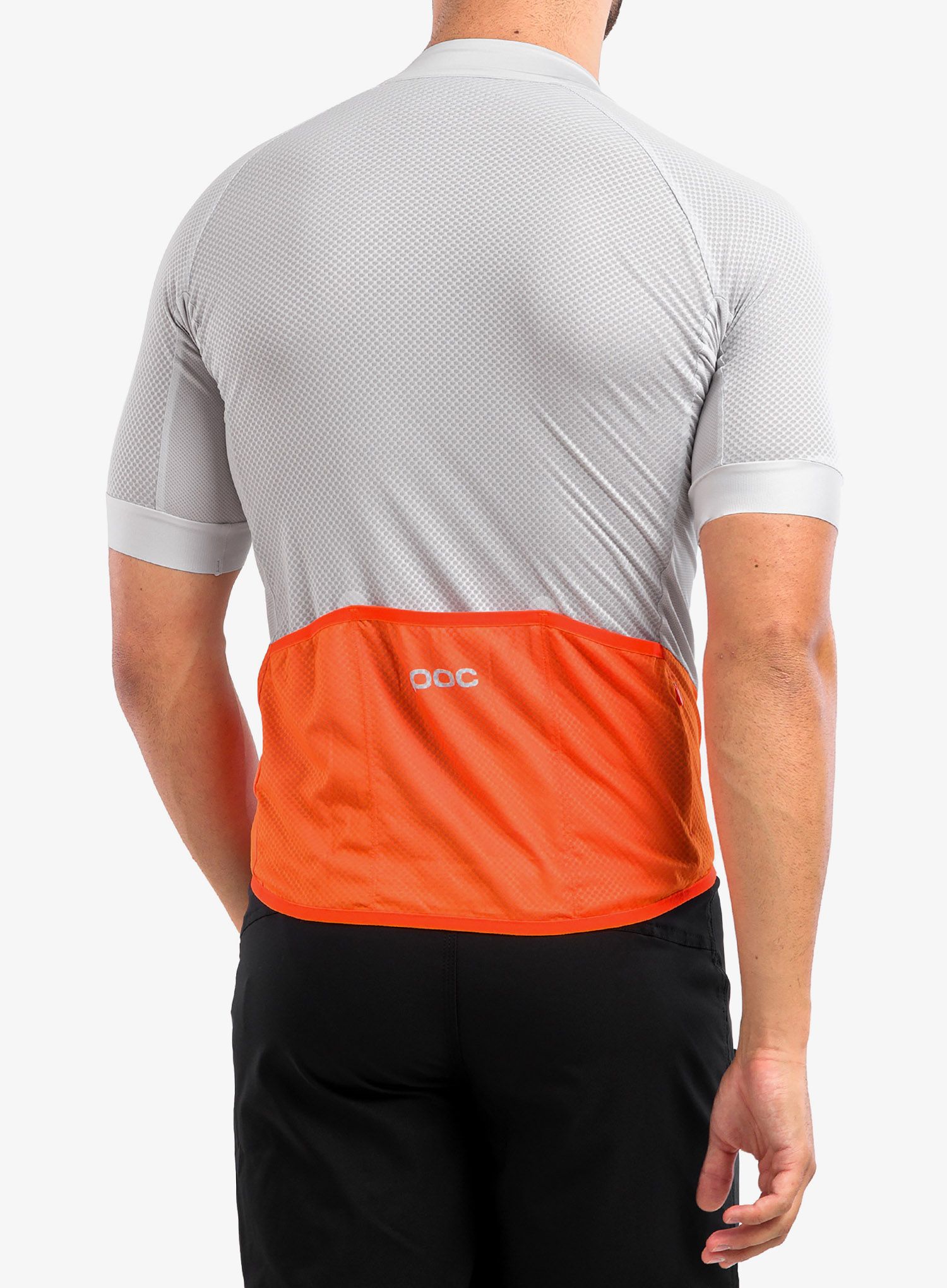 Cyklistické tričko POC Essential Road Logo Jersey - grey/orange