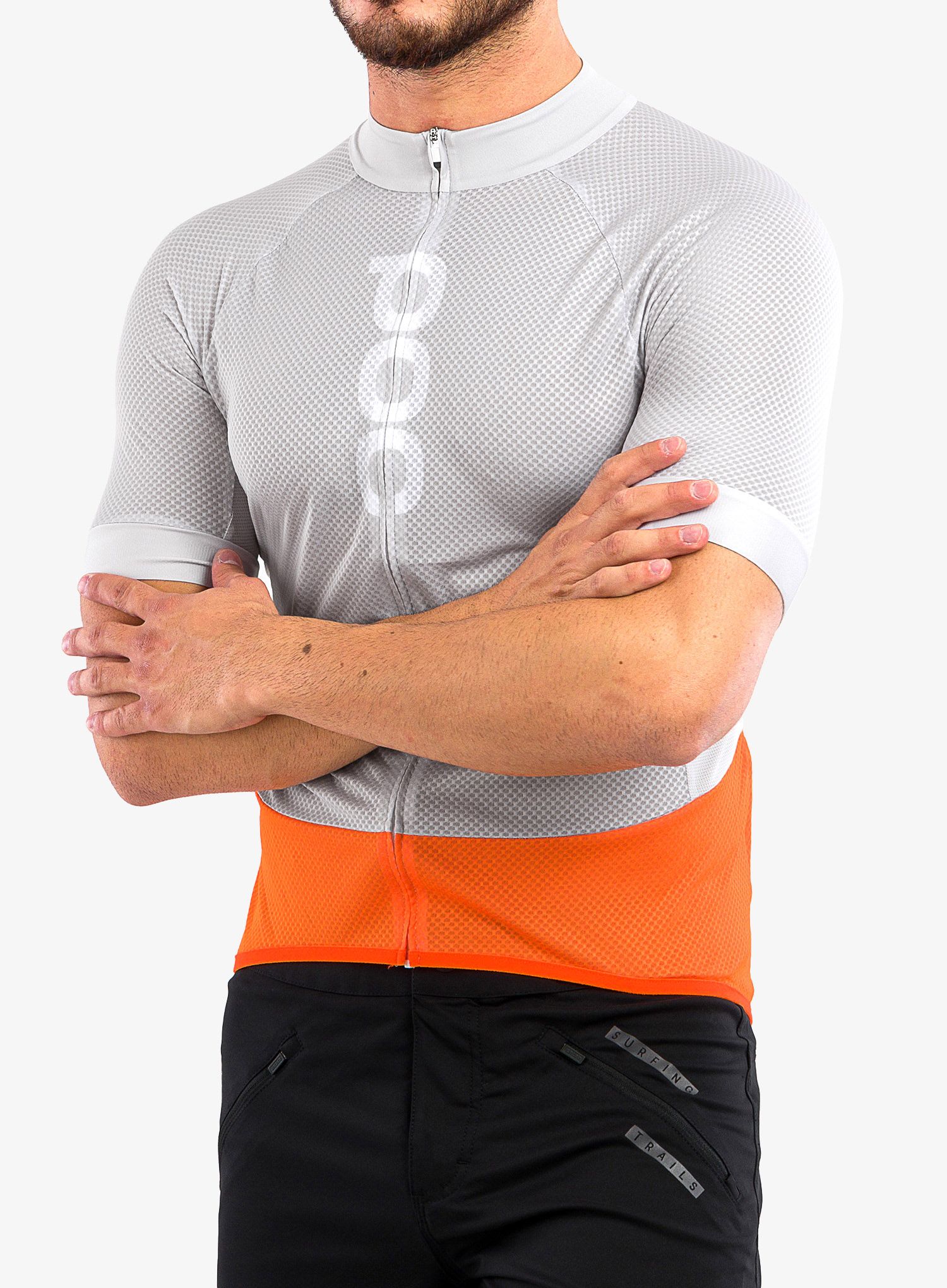 Cyklistické tričko POC Essential Road Logo Jersey - grey/orange