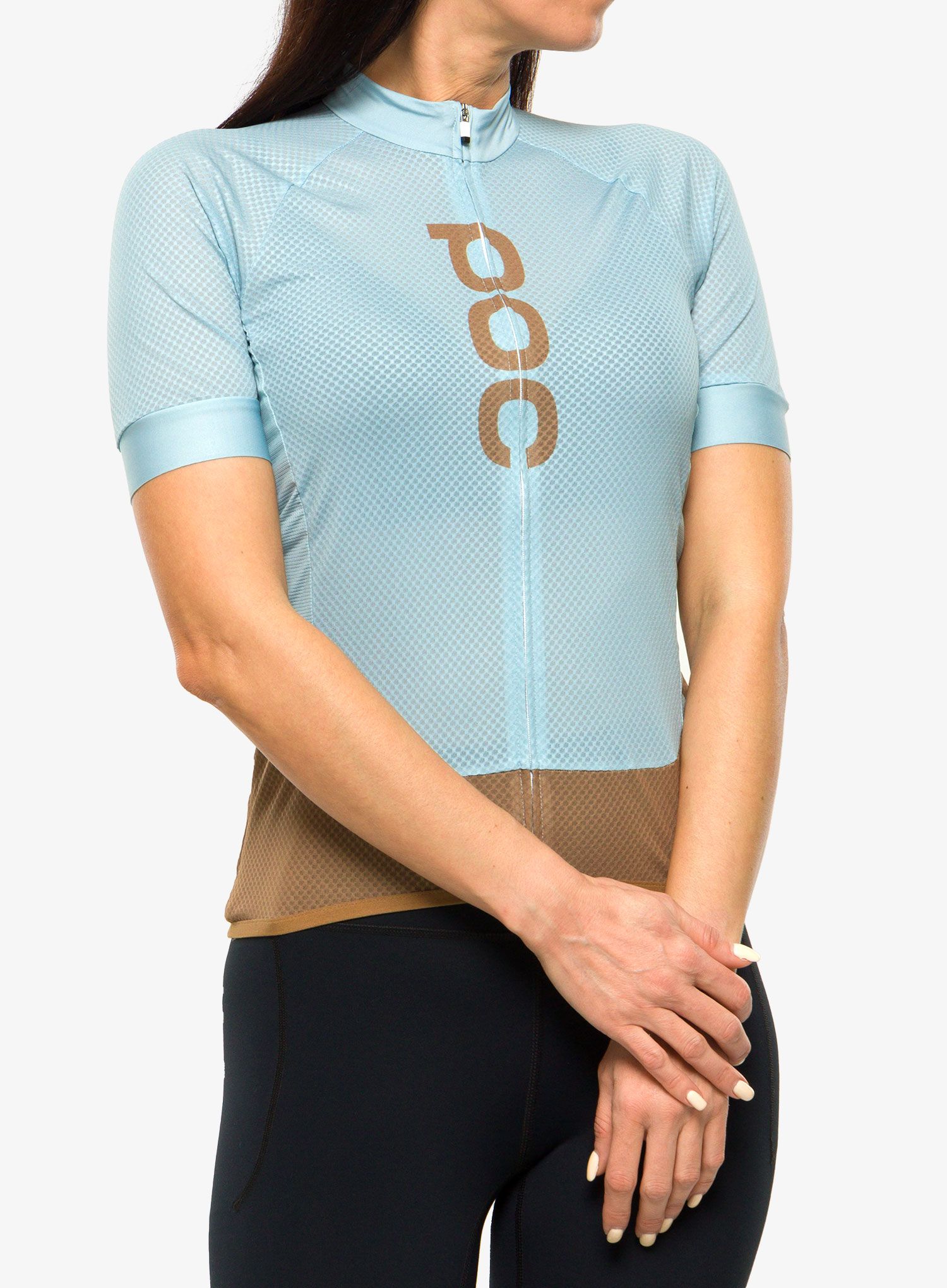 Cyklo triko dámské POC Essential Road Logo Jersey - mineral blue/brown