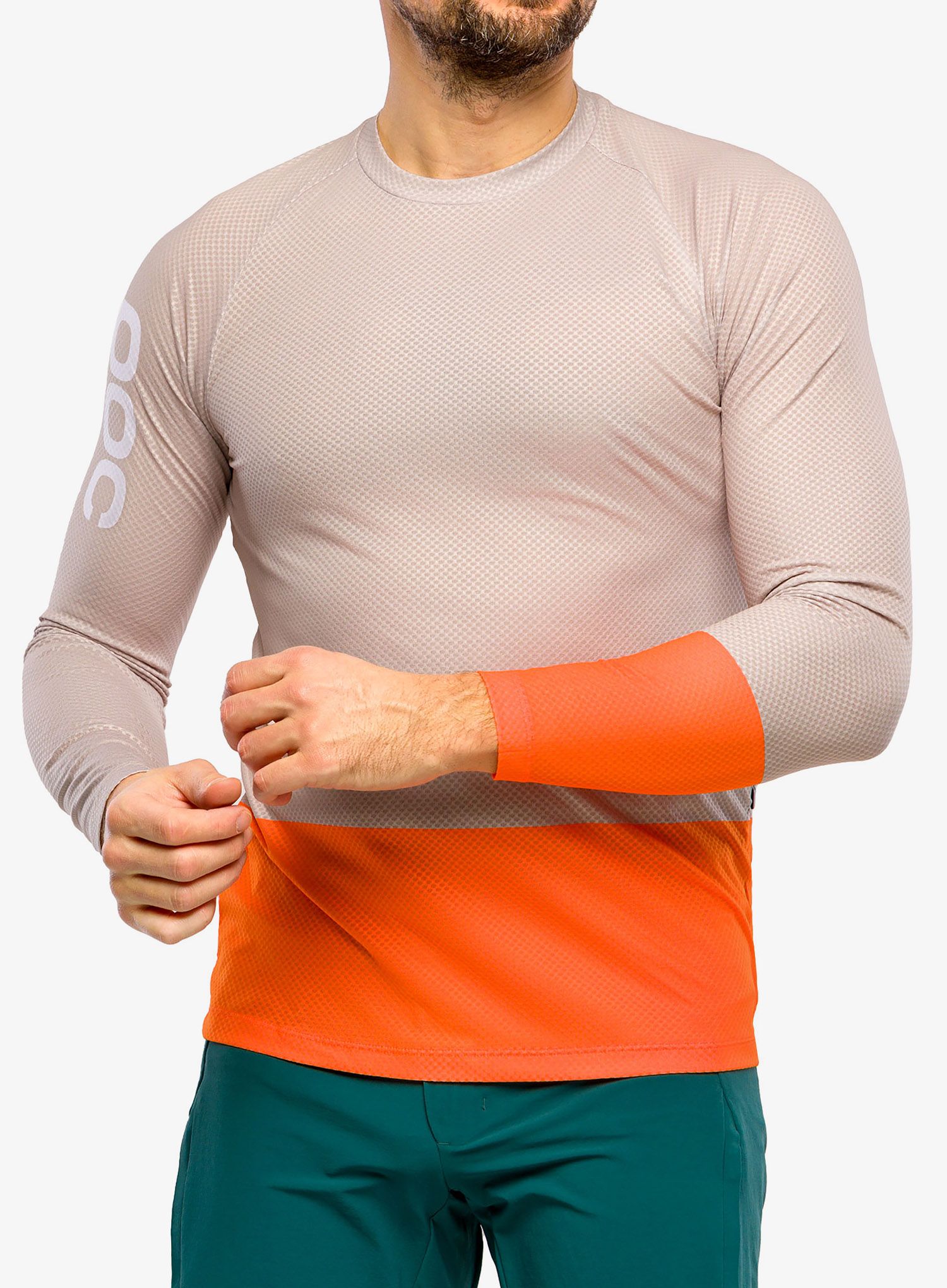 Mikina na kolo POC MTB Pure LS Jersey - light sandstone beige/zink orange