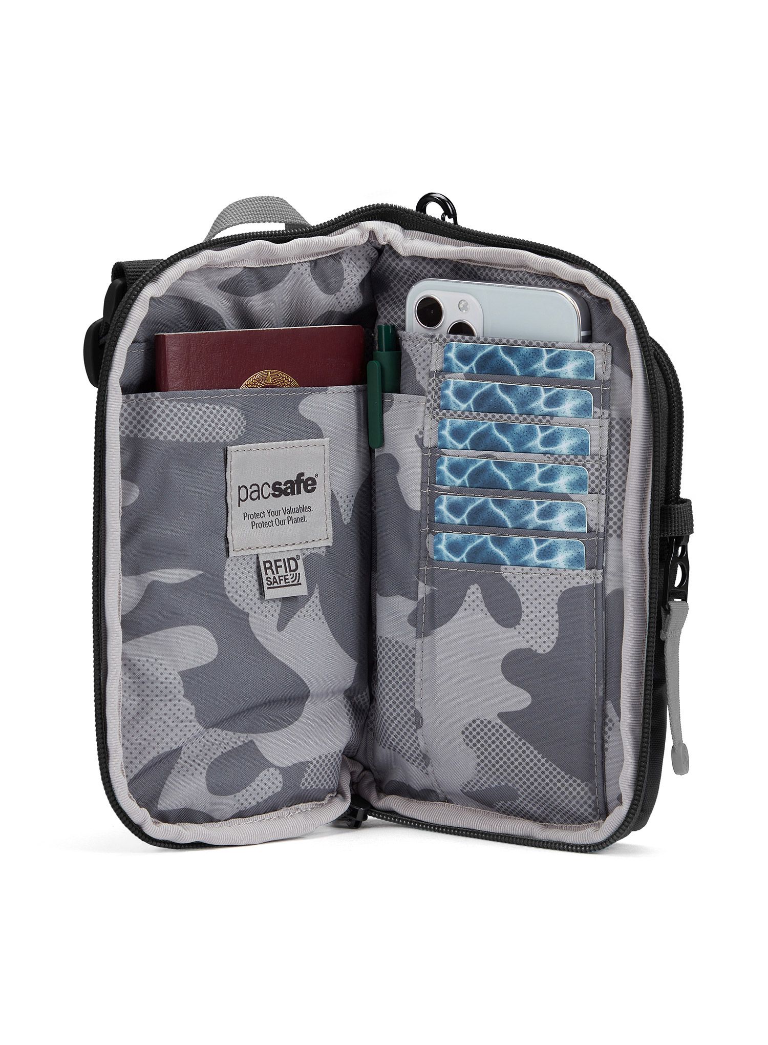 Kapsička na krk Pacsafe Go Tech Crossbody - jet black