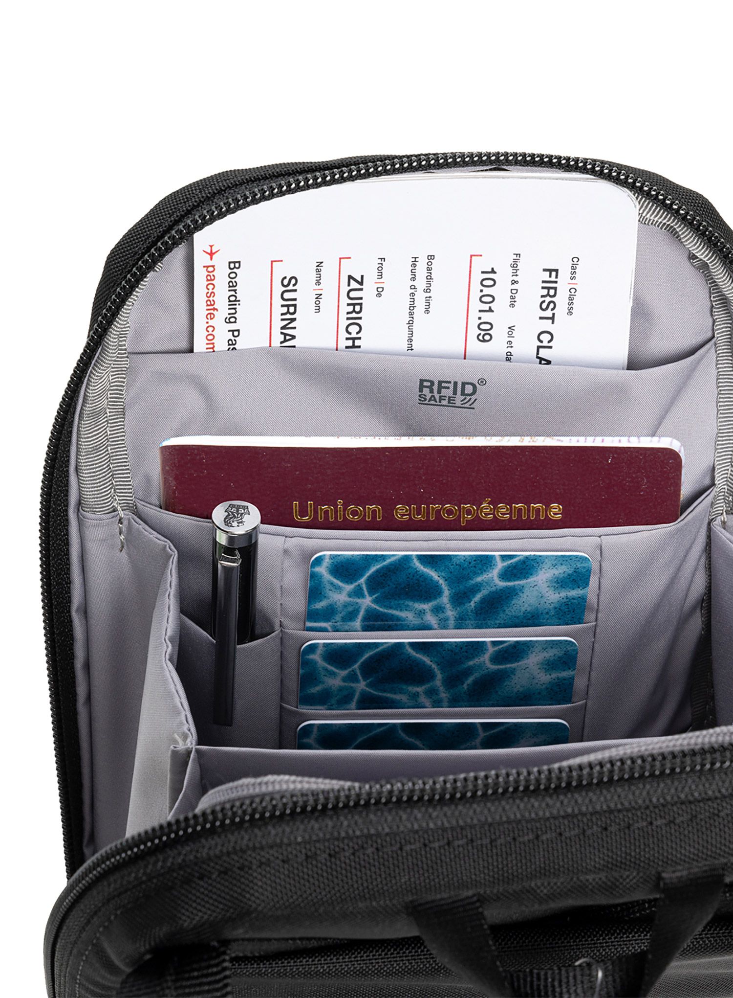 Kapsička na krk Pacsafe RFIDsafe Tech Crossbody - black