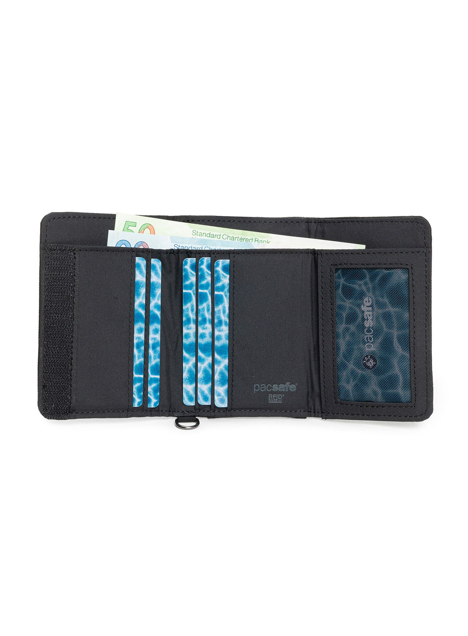 Peněženka Pacsafe RFIDsafe Trifold Wallet - black