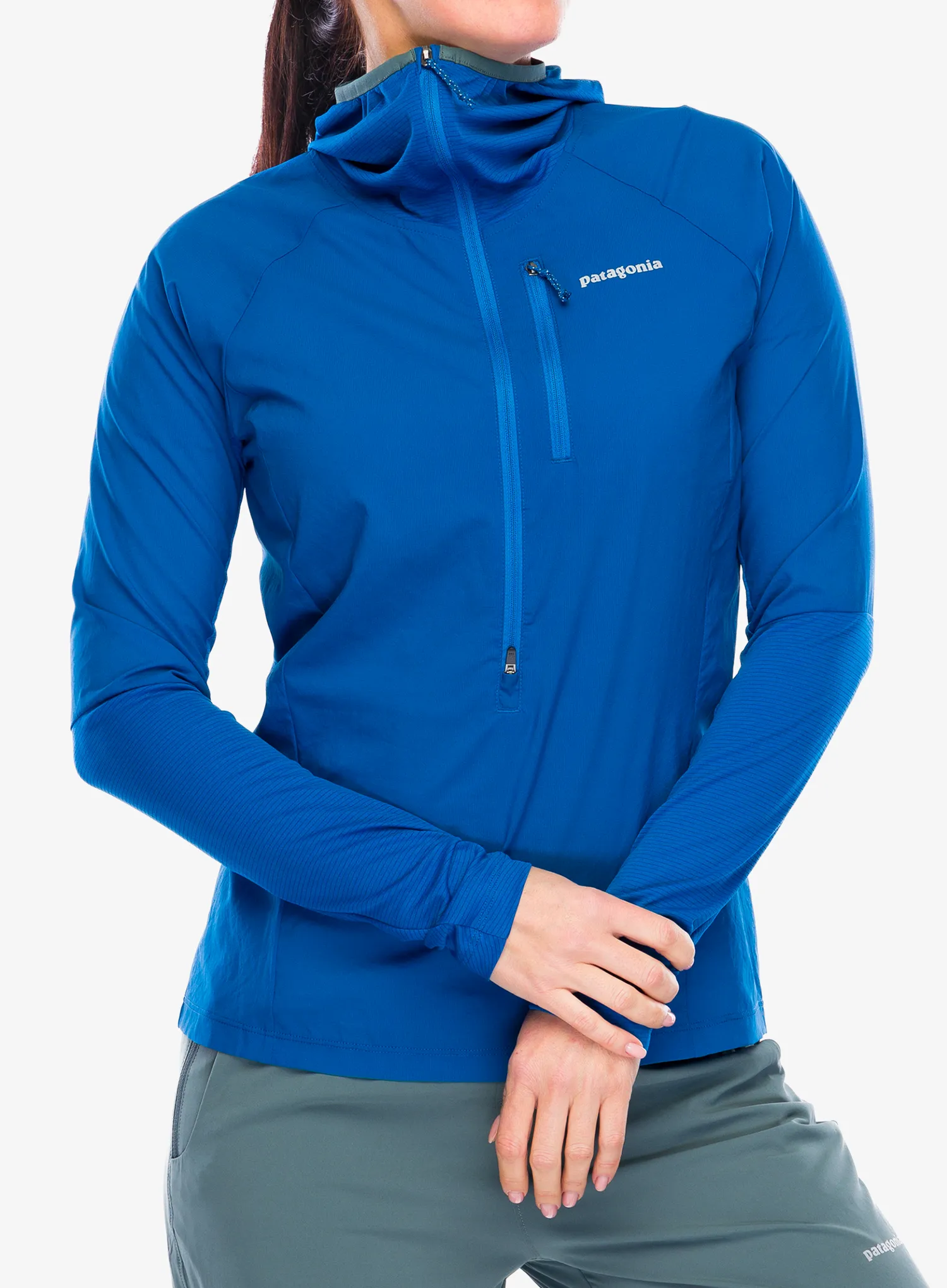 Bunda na běhání dámská Patagonia Airshed Pro Pullover - endles blue