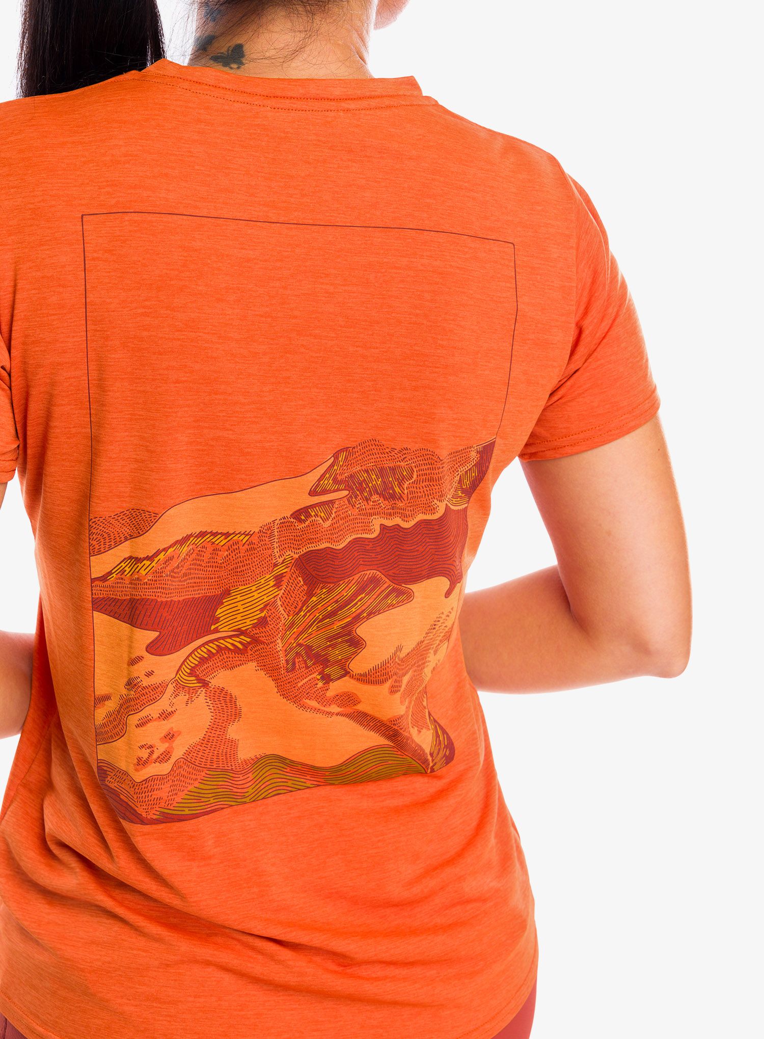 Dámské tričko Patagonia Cap Cool Daily Graphic Shirt Lands - trailways redtail rust x-dye