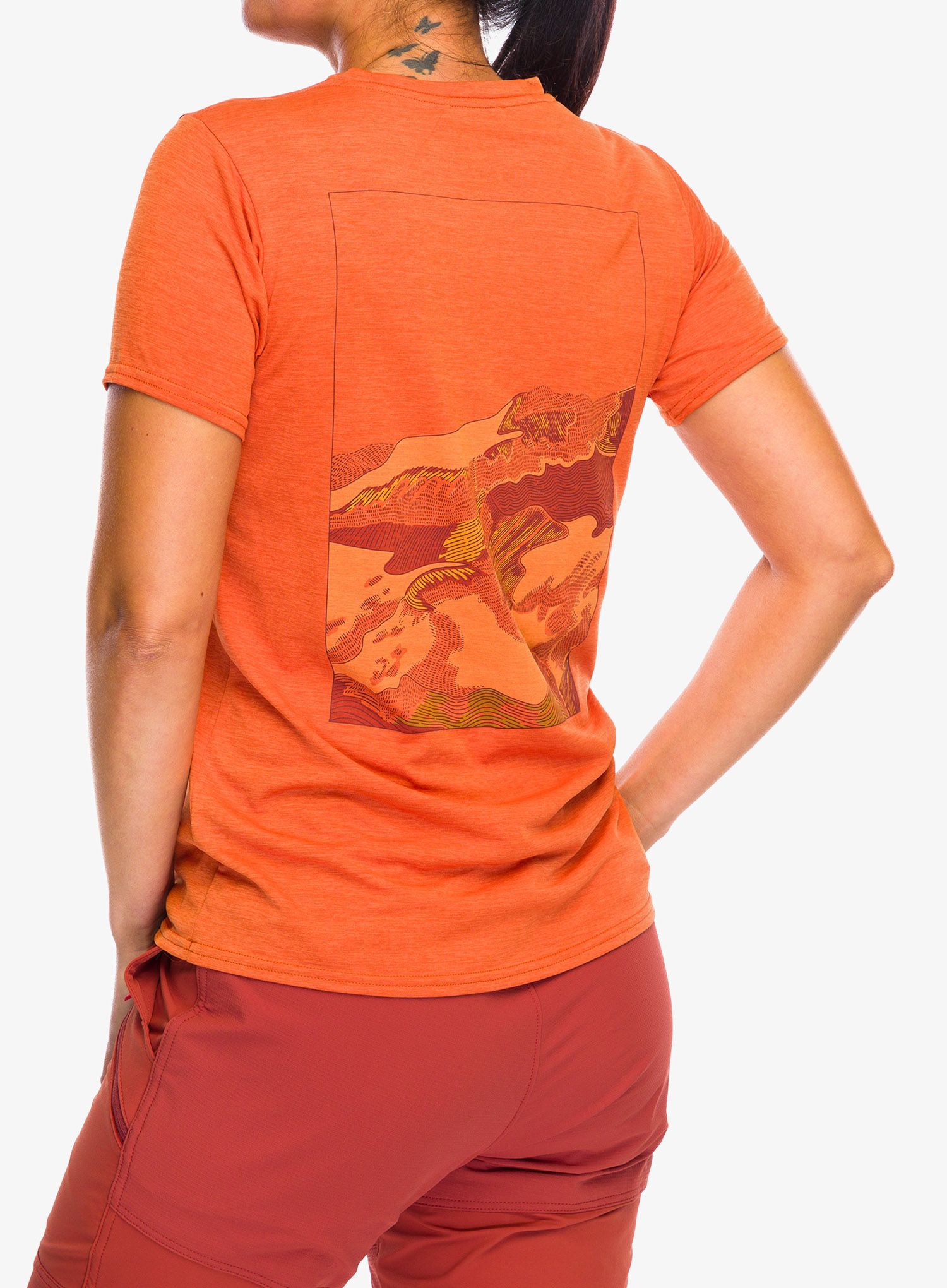 Dámské tričko Patagonia Cap Cool Daily Graphic Shirt Lands - trailways redtail rust x-dye