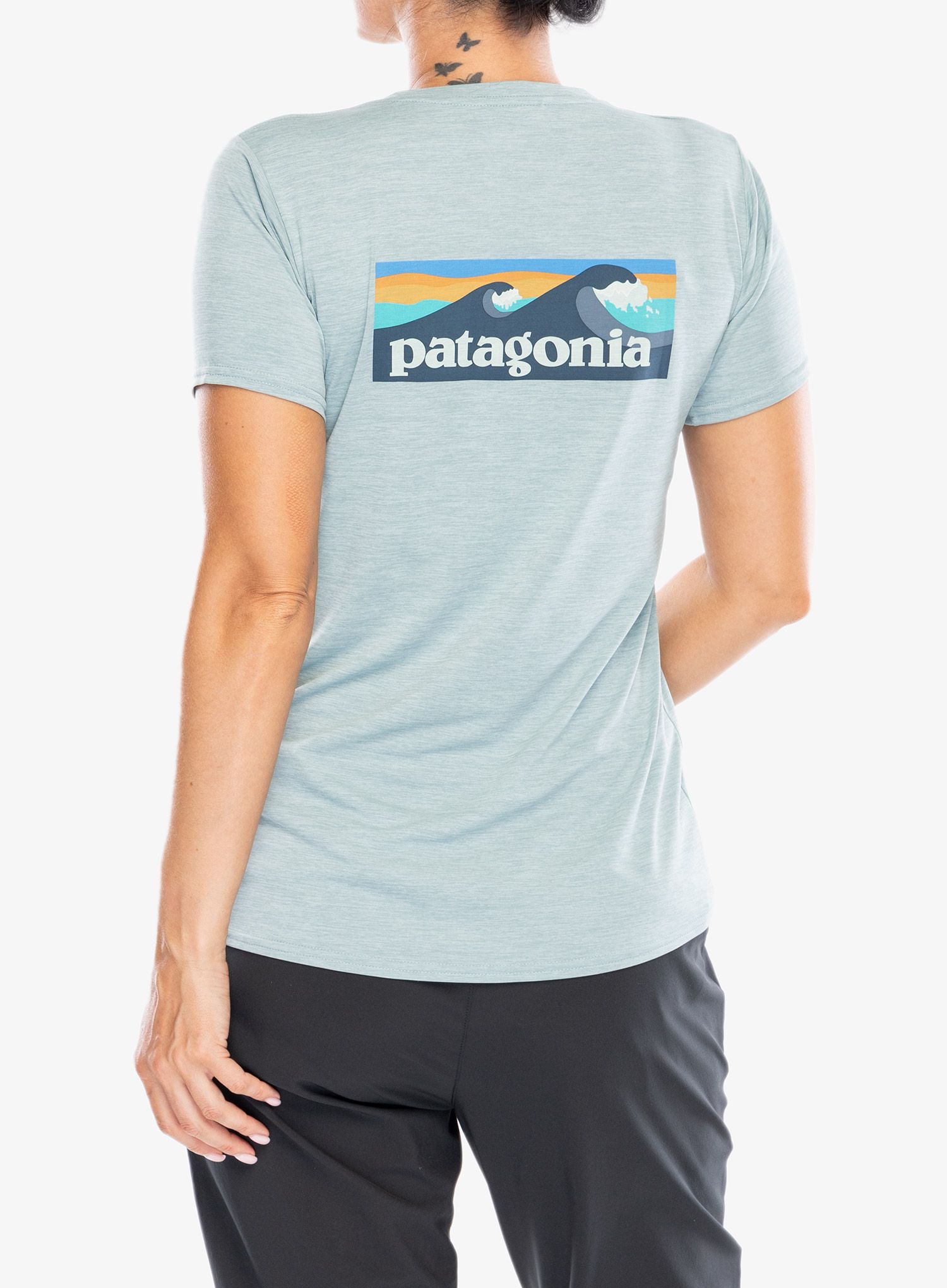 Dámské tričko Patagonia Cap Cool Daily Graphic Shirt Waters - boardshort logo thermal blue