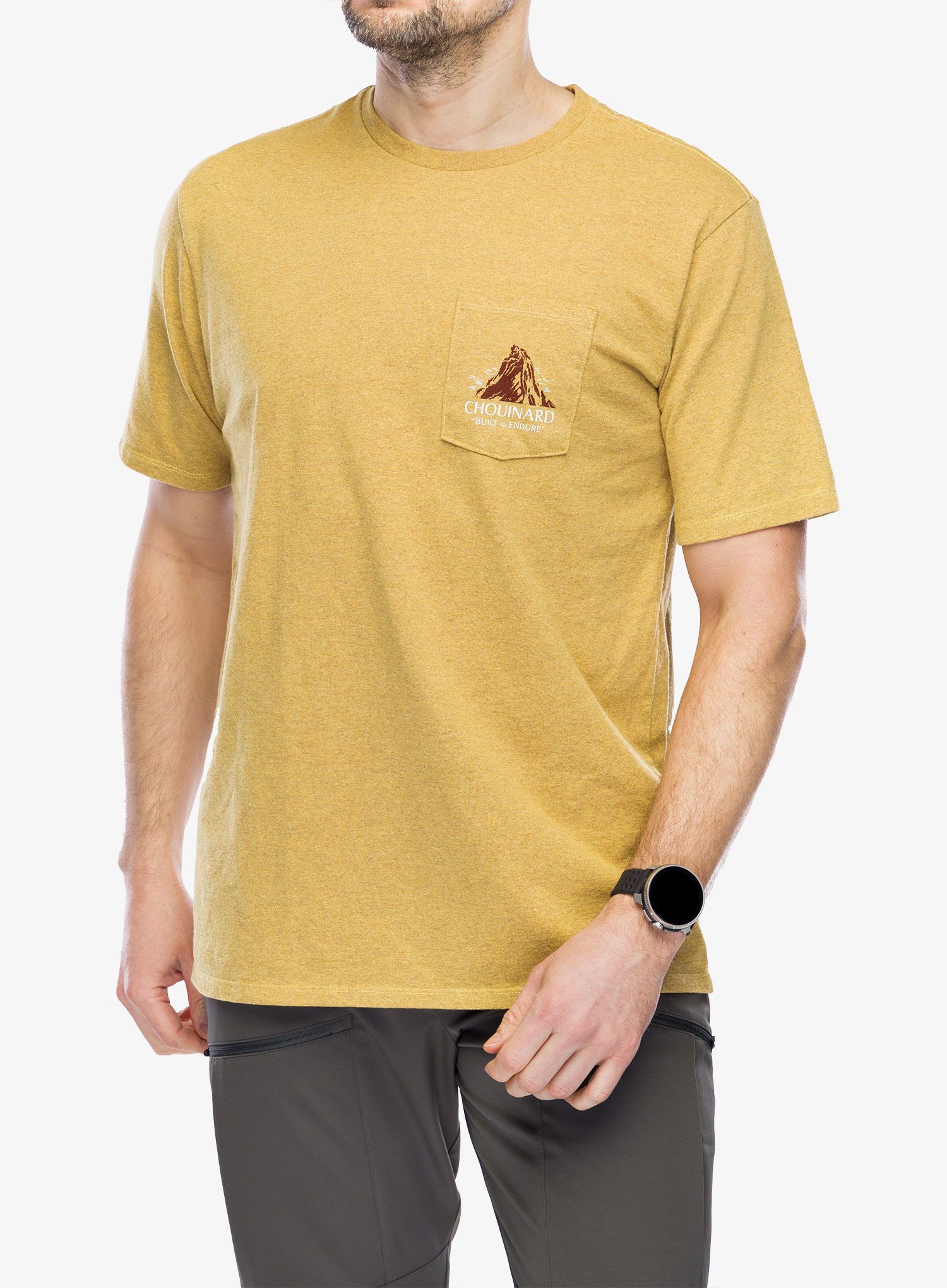 Tričko s potiskem Patagonia Chouinard Crest Pocket Responsibili-Tee - pufferfish gold