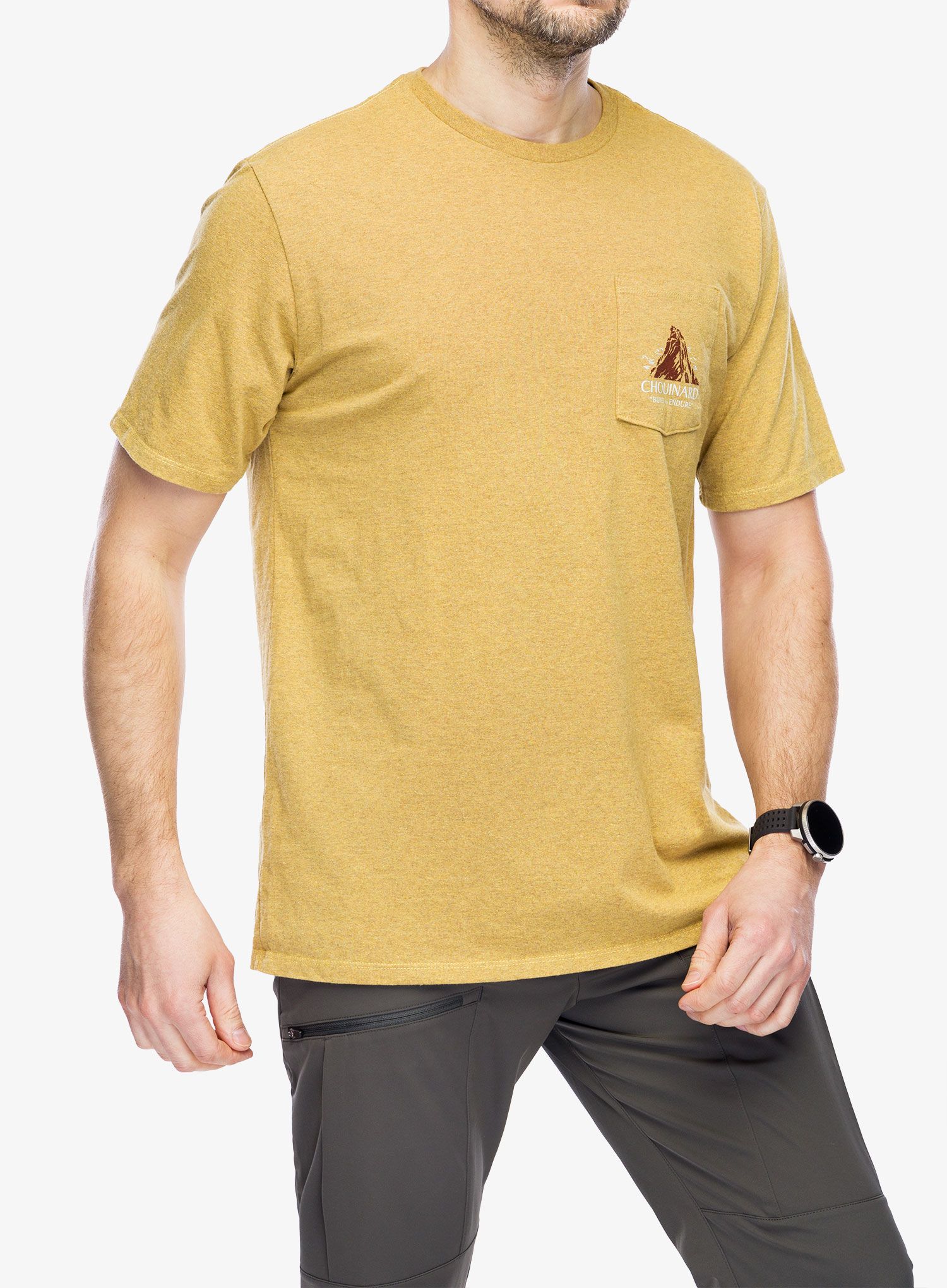 Tričko s potiskem Patagonia Chouinard Crest Pocket Responsibili-Tee - pufferfish gold