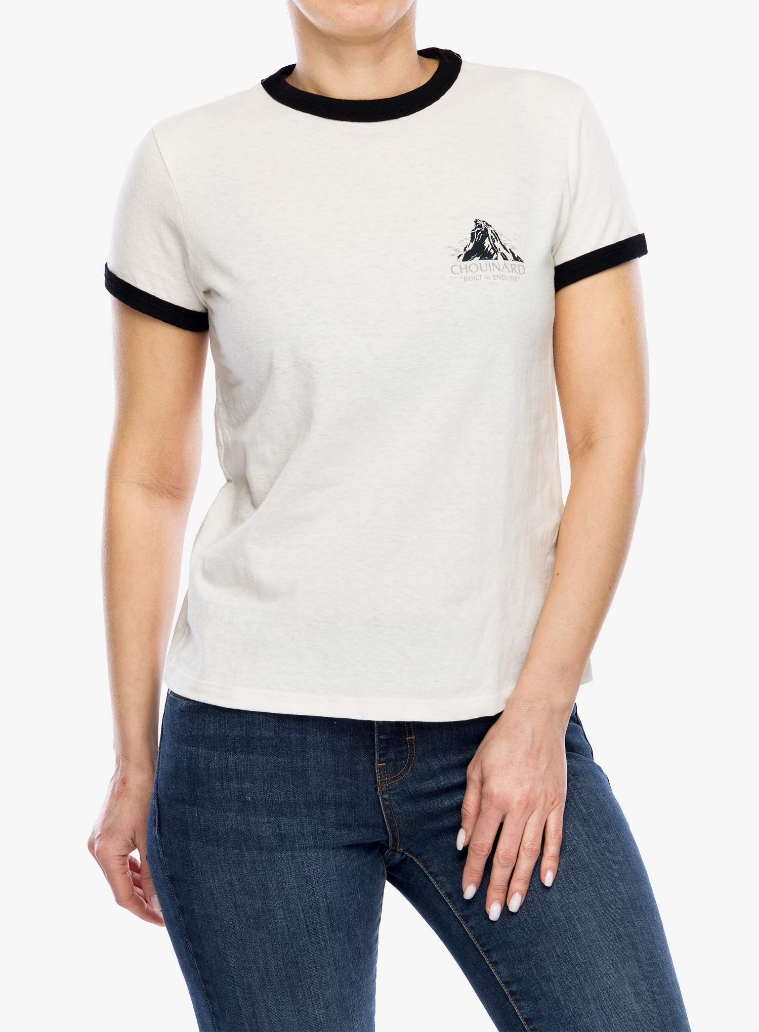 Bavlněné tričko dámské Patagonia Chouinard Crest Ringer Responsibili-Tee - birch white