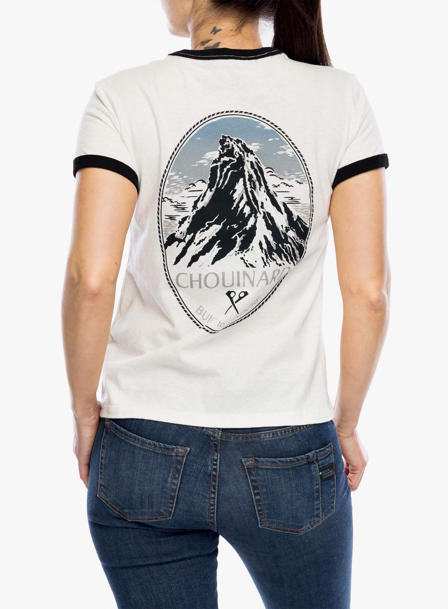 Bavlněné tričko dámské Patagonia Chouinard Crest Ringer Responsibili-Tee - birch white