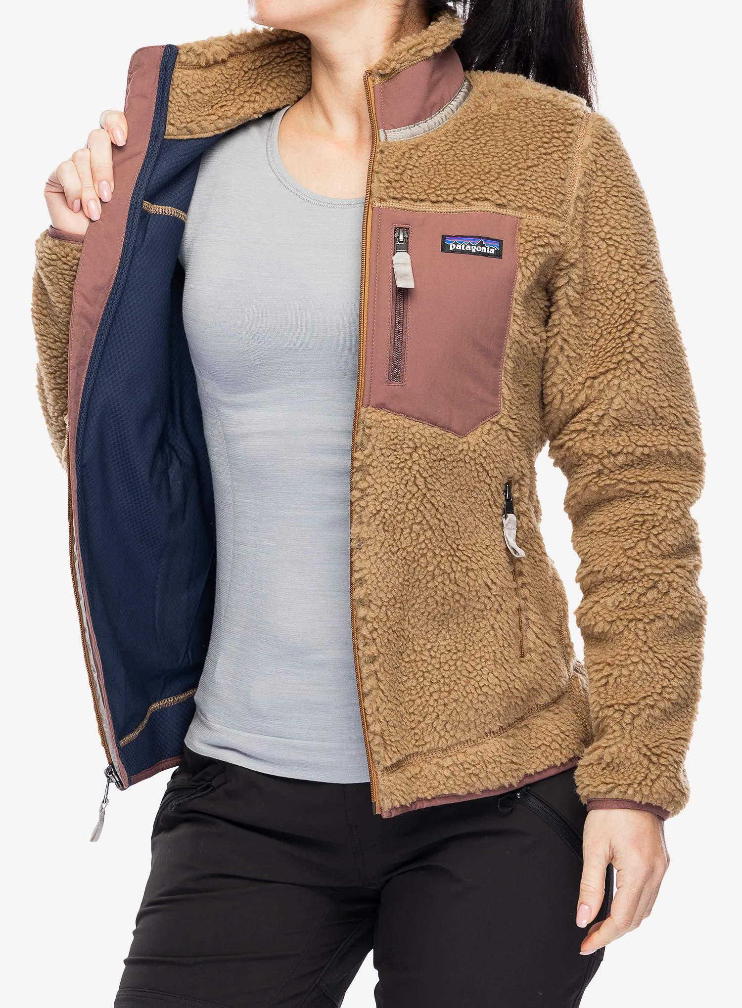 Fleecová mikina dámská Patagonia Classic Retro-X Jacket - nest brown/dulse mauve