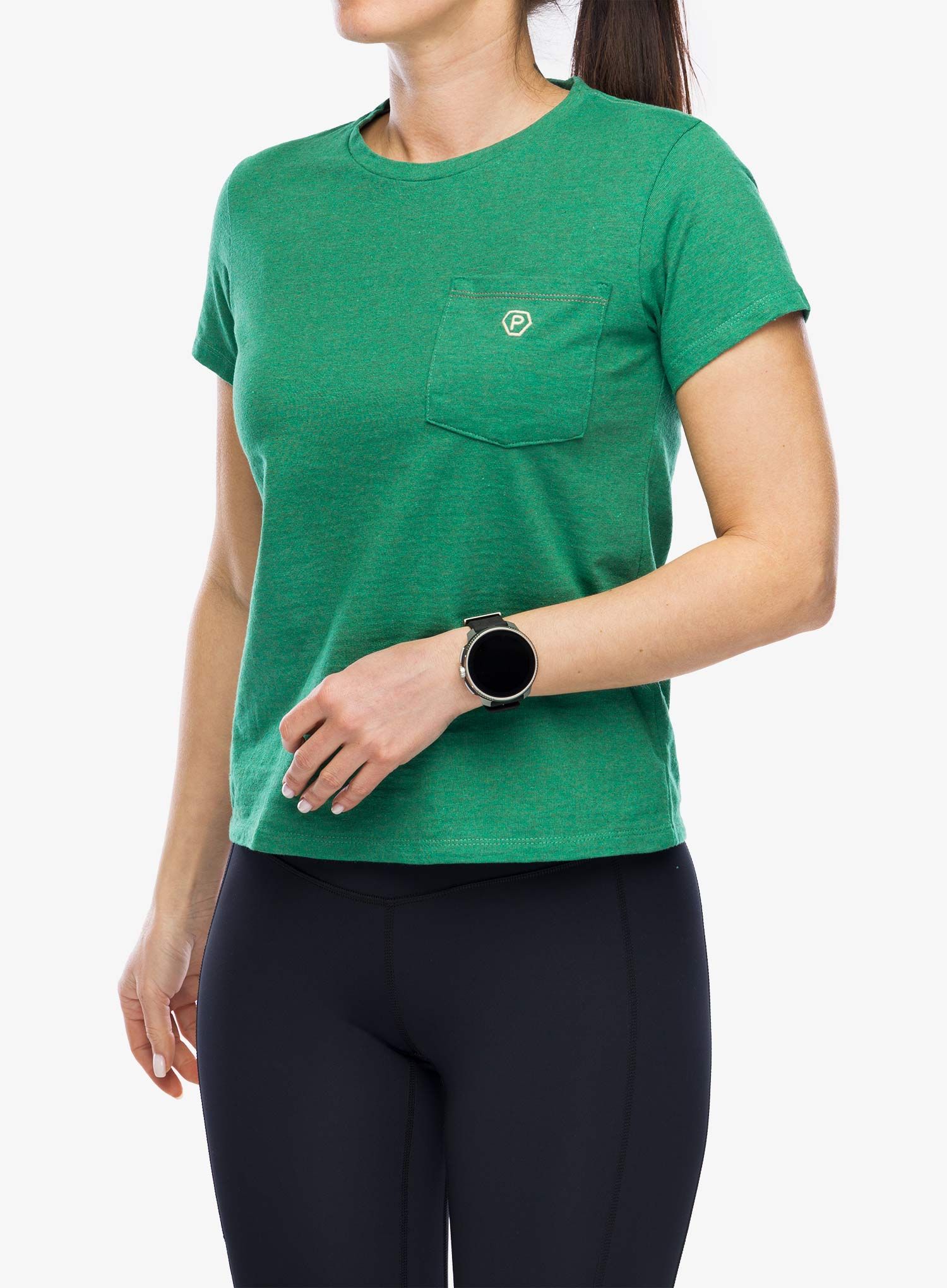 Dámské tričko Patagonia Clean Climb Bloom Pocket Responsibili-Tee - gather green