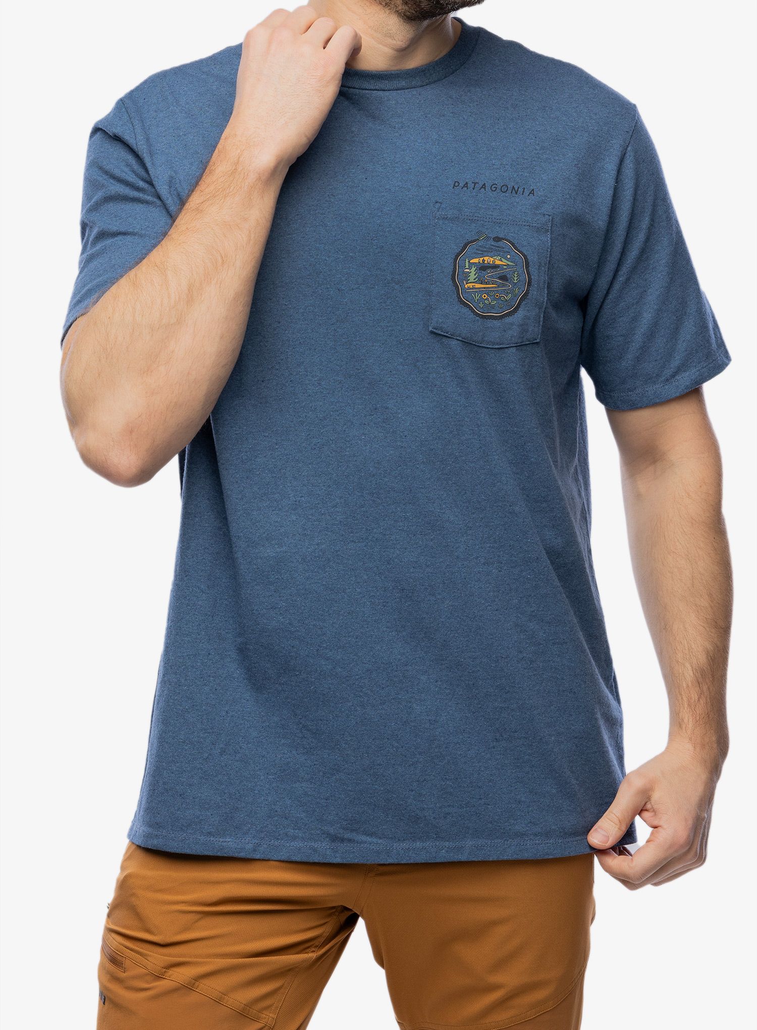 Tričko s potiskem Patagonia Commontrail Pocket Responsibili-Tee - utility blue