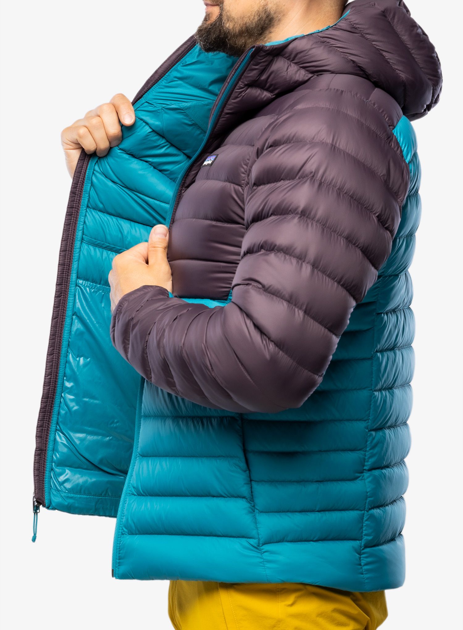 Péřová bunda Patagonia Down Sweater Hoody - belay blue