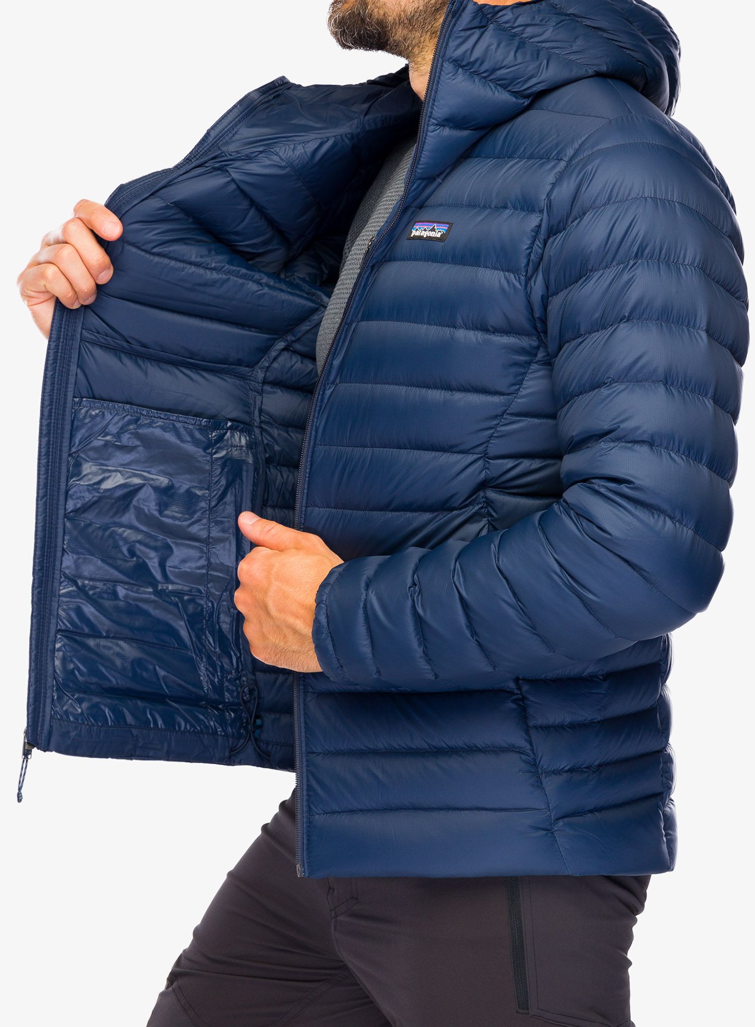 Péřová bunda Patagonia Down Sweater Hoody - new navy