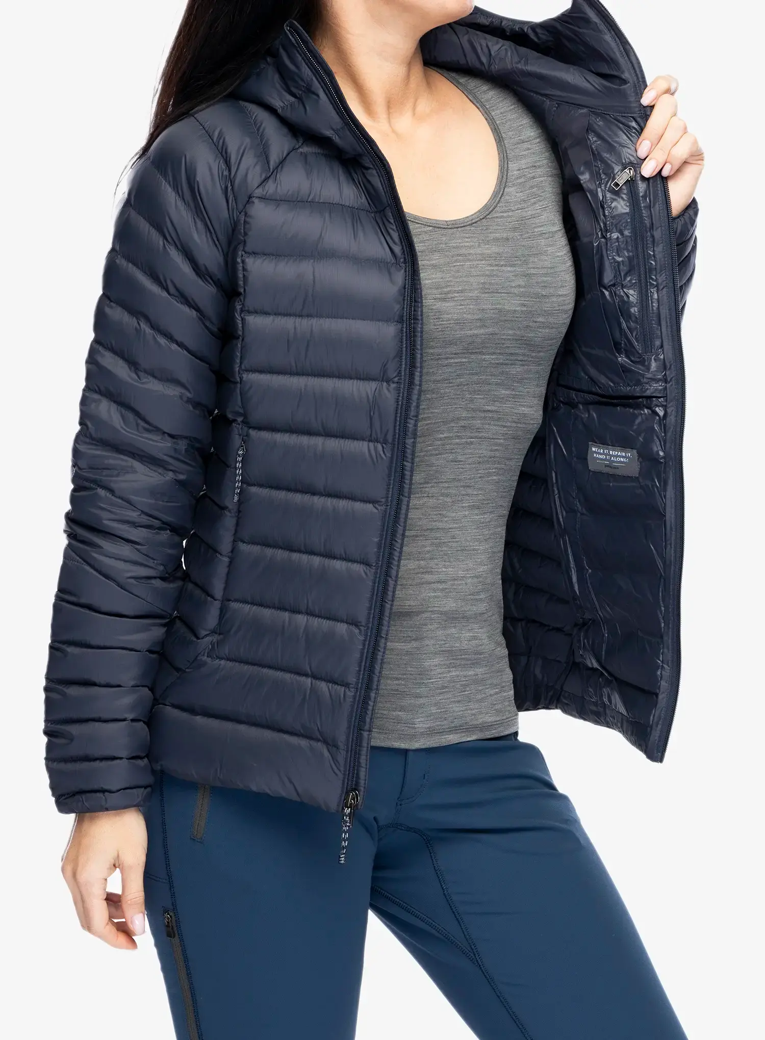 Dámská péřová bunda Patagonia Down Sweater Hoody - smolder blue