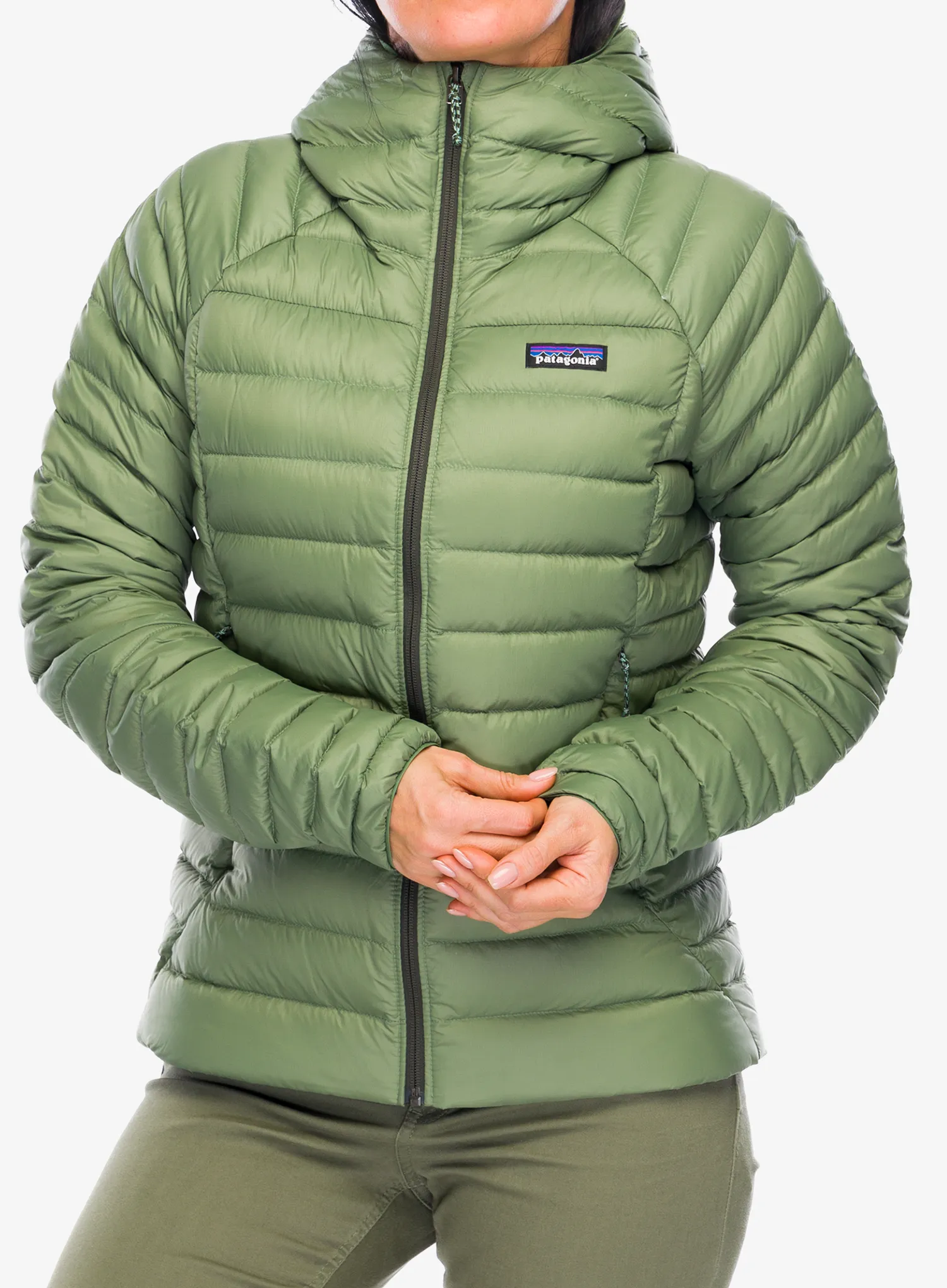 Dámská péřová bunda Patagonia Down Sweater Hoody - terrain green