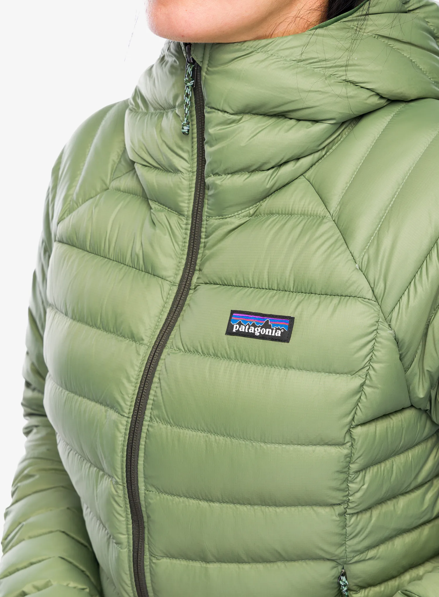 Dámská péřová bunda Patagonia Down Sweater Hoody - terrain green