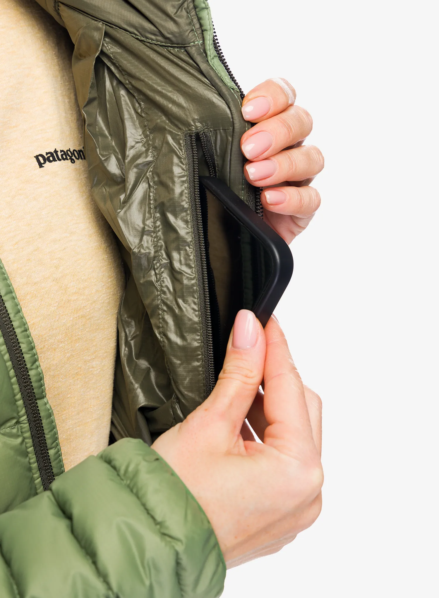 Dámská péřová bunda Patagonia Down Sweater Hoody - terrain green
