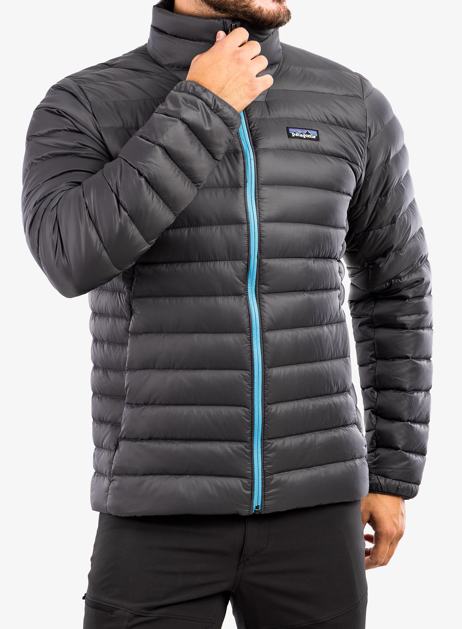 Péřová bunda Patagonia Down Sweater - forge grey