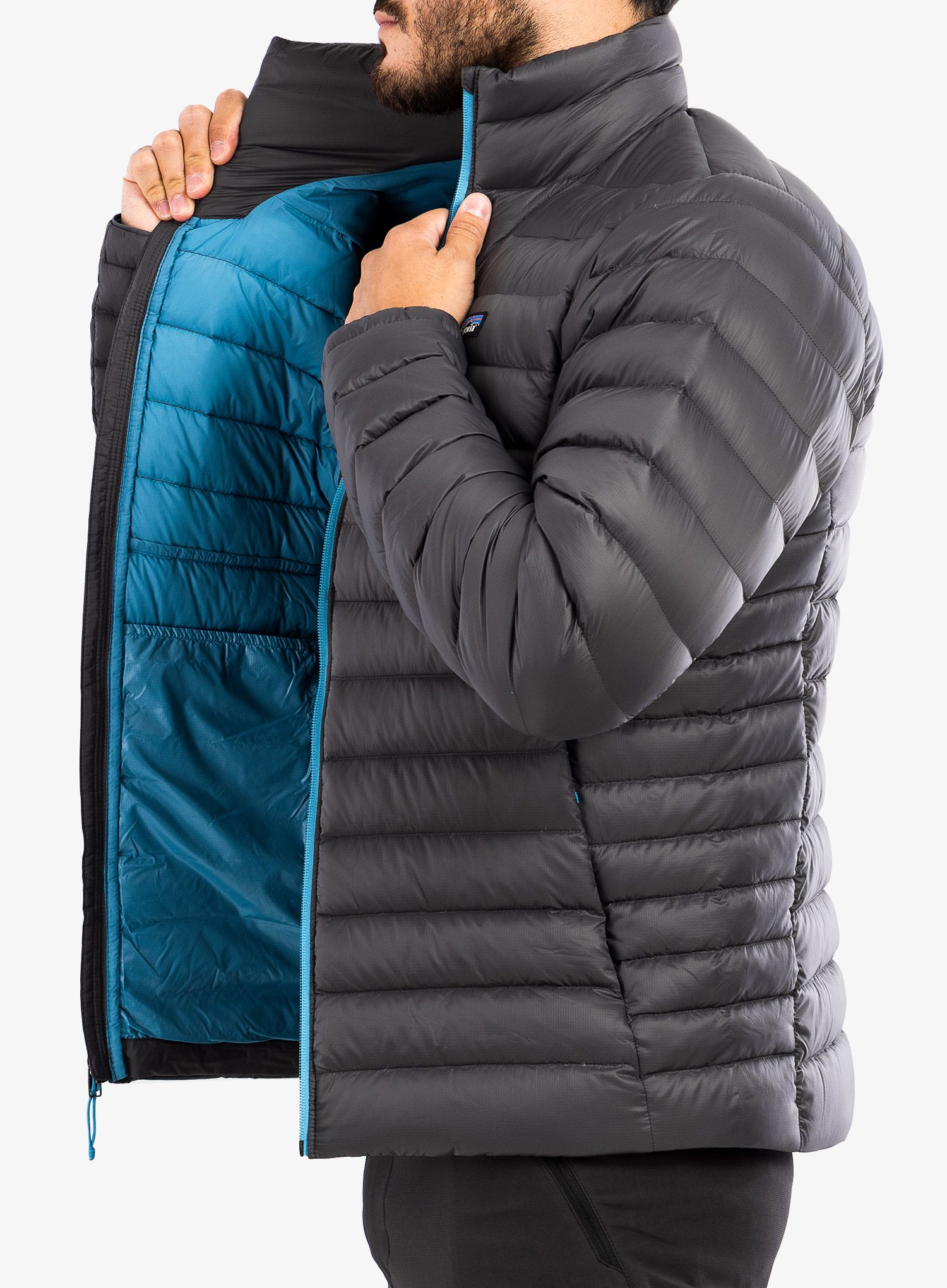 Péřová bunda Patagonia Down Sweater - forge grey
