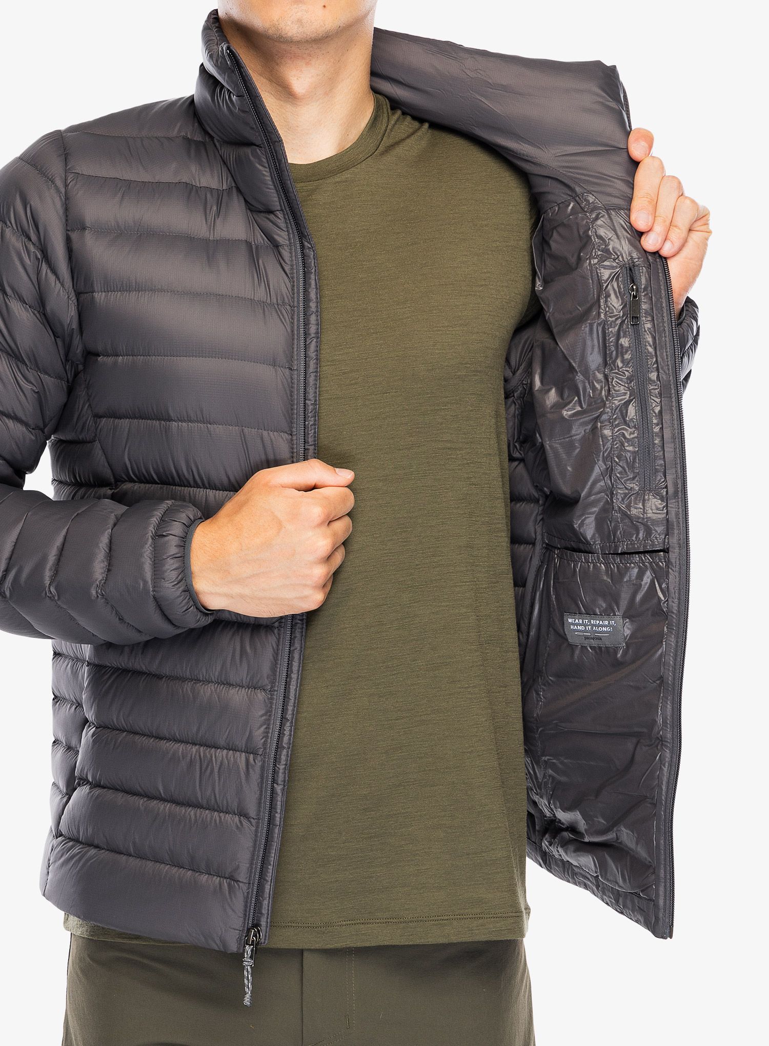 Péřová bunda Patagonia Down Sweater - forge grey/forge grey