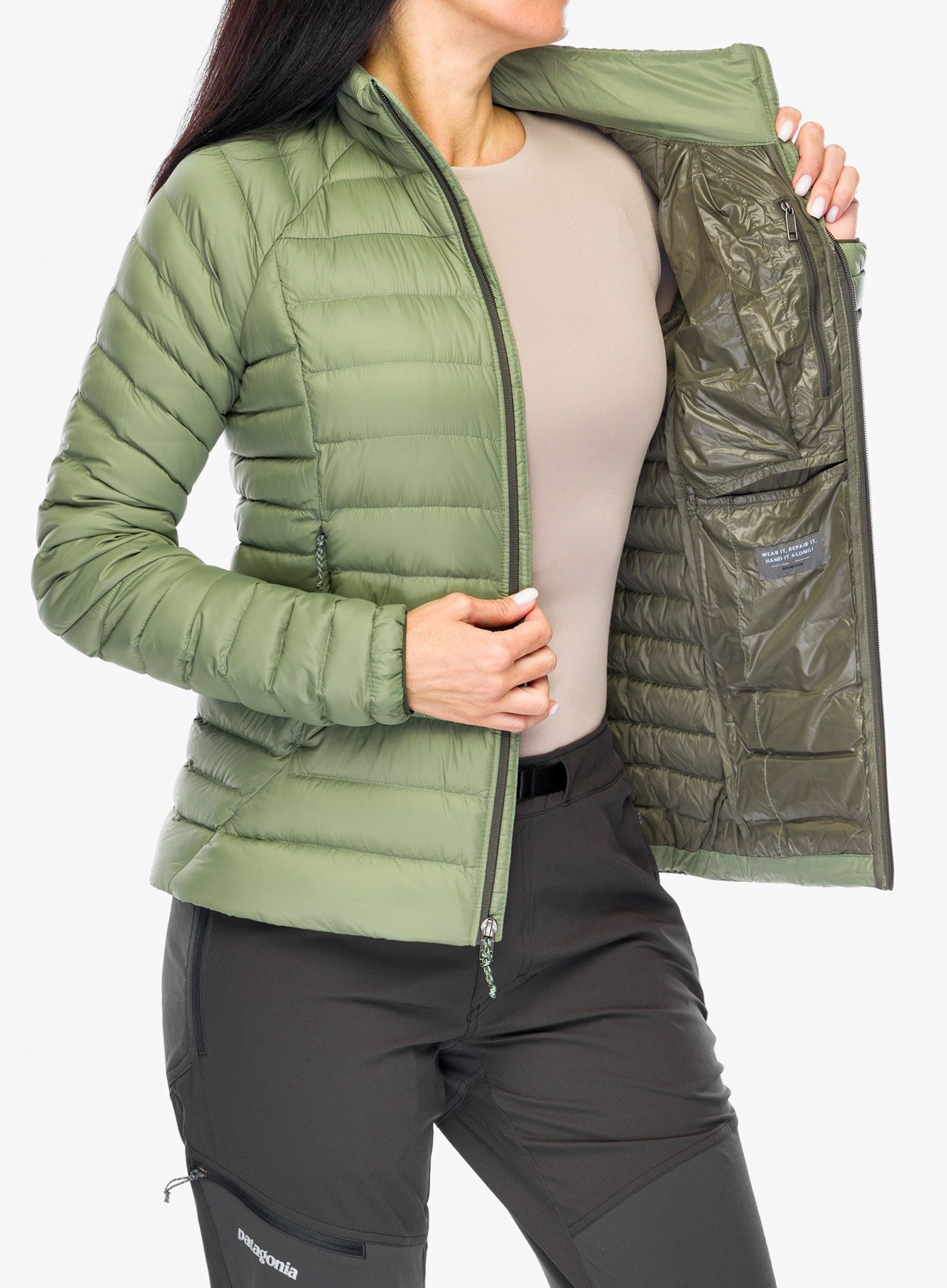 Péřová bunda Patagonia Down Sweater - terrain green