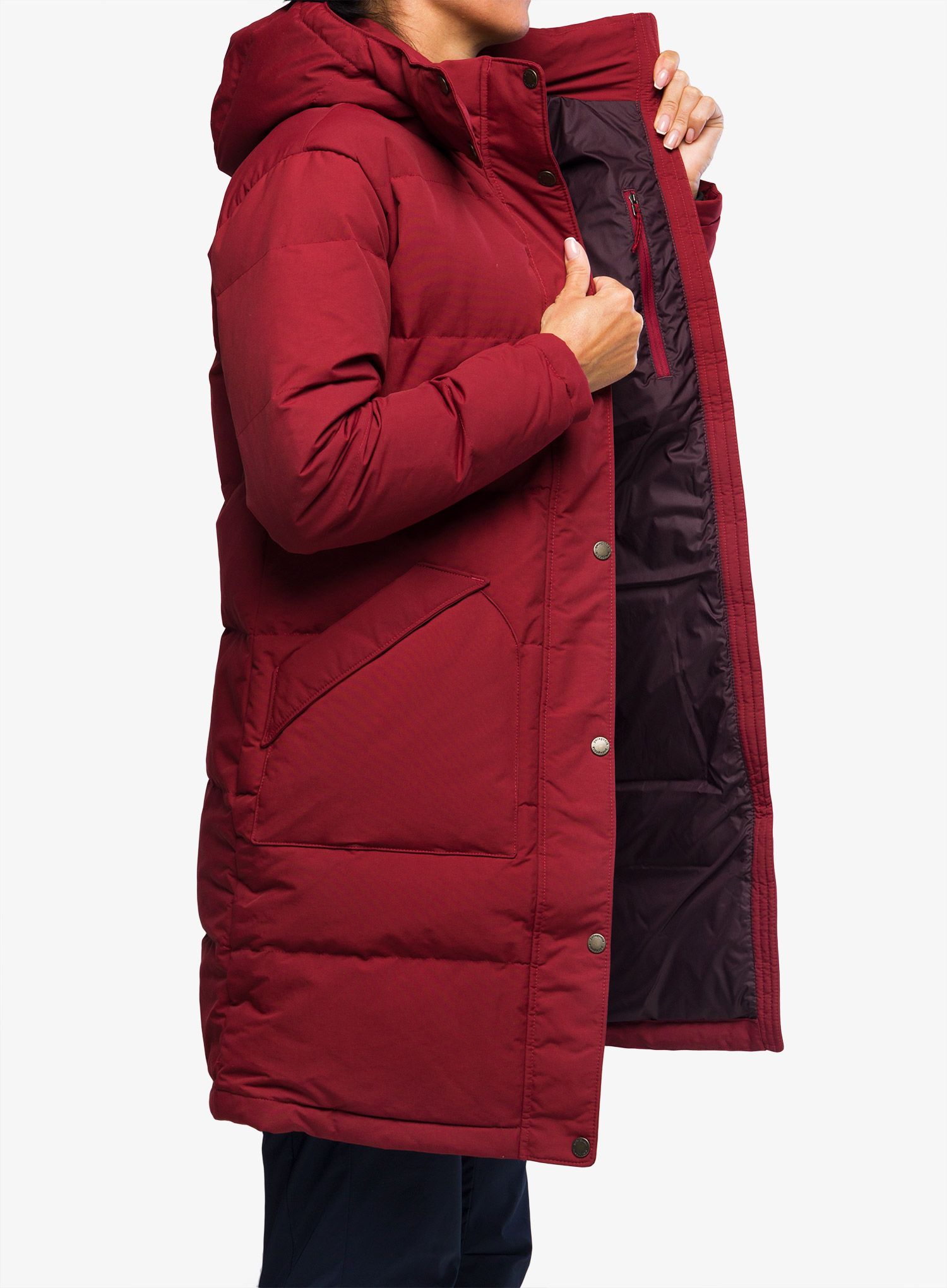 Dámský péřový kabát Patagonia Downdrift Parka - carmine red