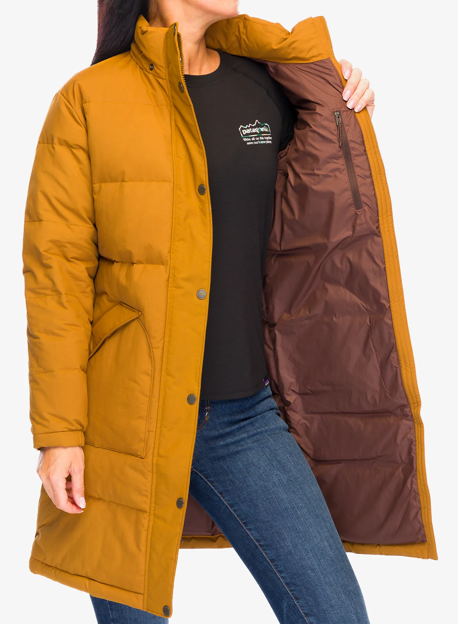 Péřový kabát Patagonia Downdrift Parka - shelter brown