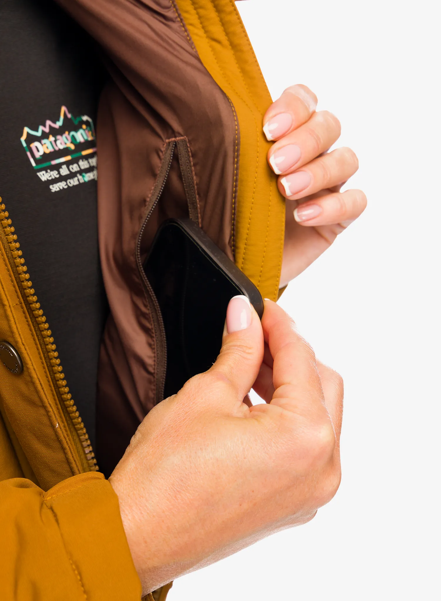 Péřový kabát Patagonia Downdrift Parka - shelter brown