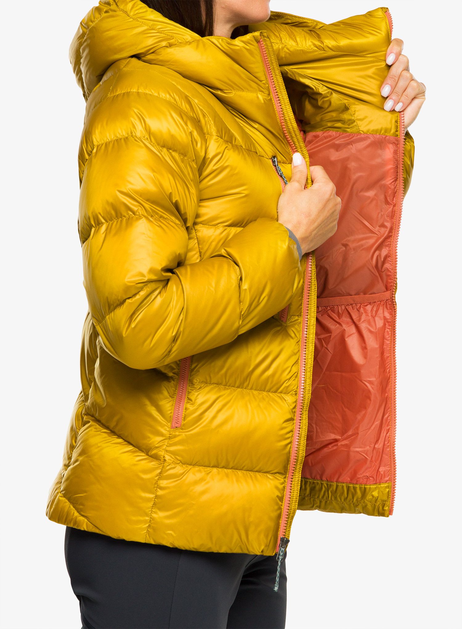 Dámská péřová bunda Patagonia Fitz Roy Down Hoody - cosmic gold