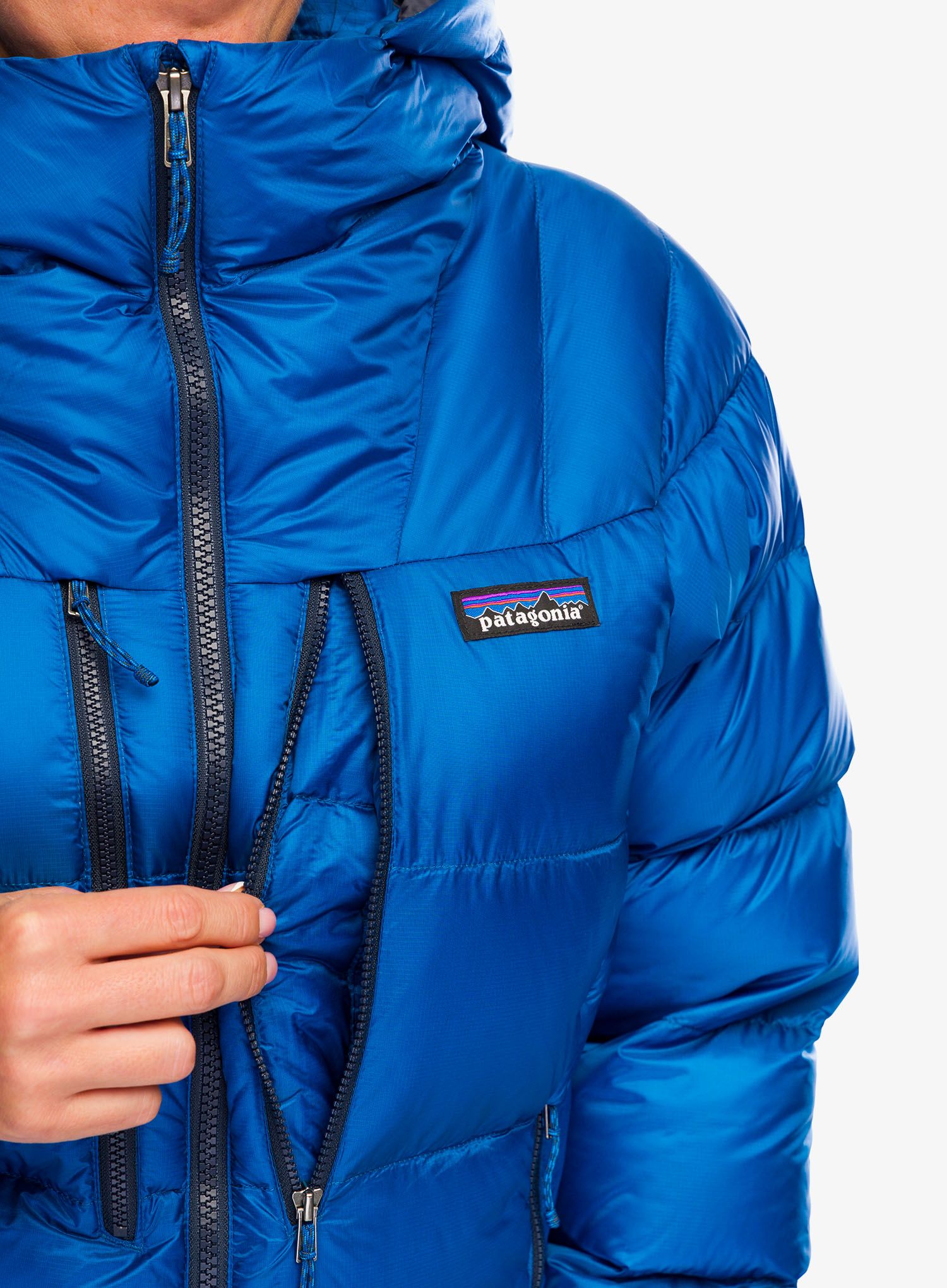 Dámská péřová bunda Patagonia Fitz Roy Down Hoody - endles blue